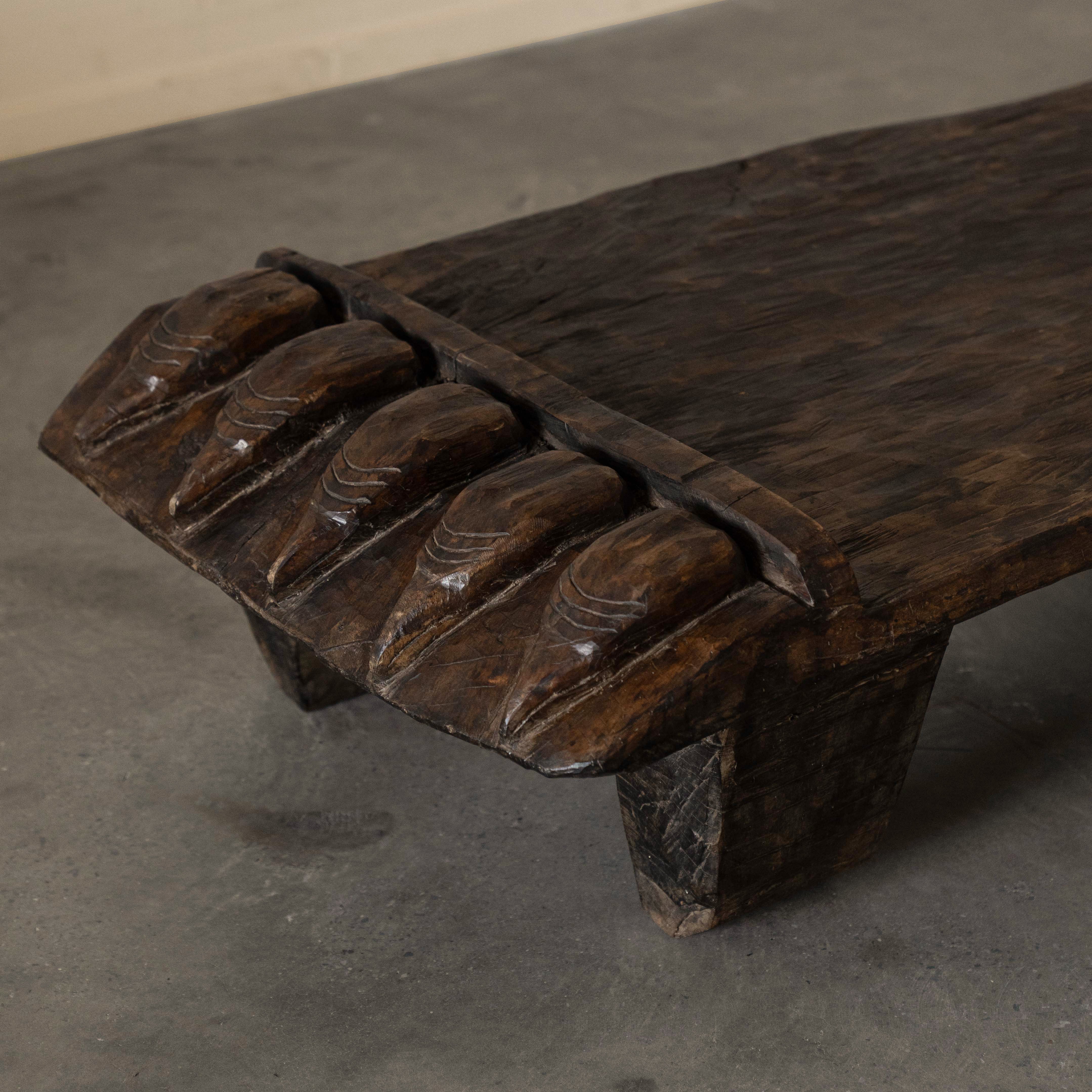 Kohima Real Antique Tribal Coffee Table - WALNUT