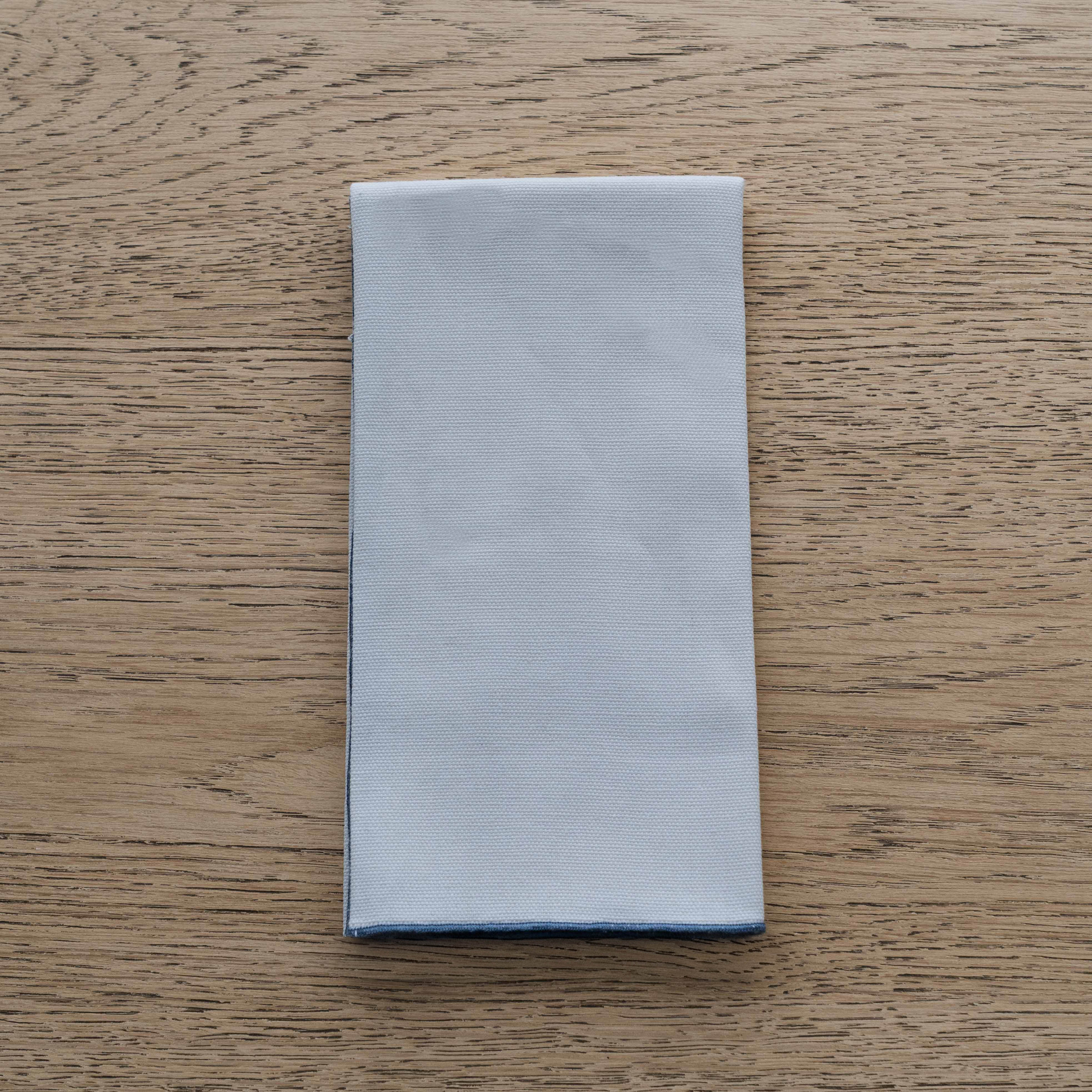 WS - Linen Set Of 2 Table Napkin - White/Blue
