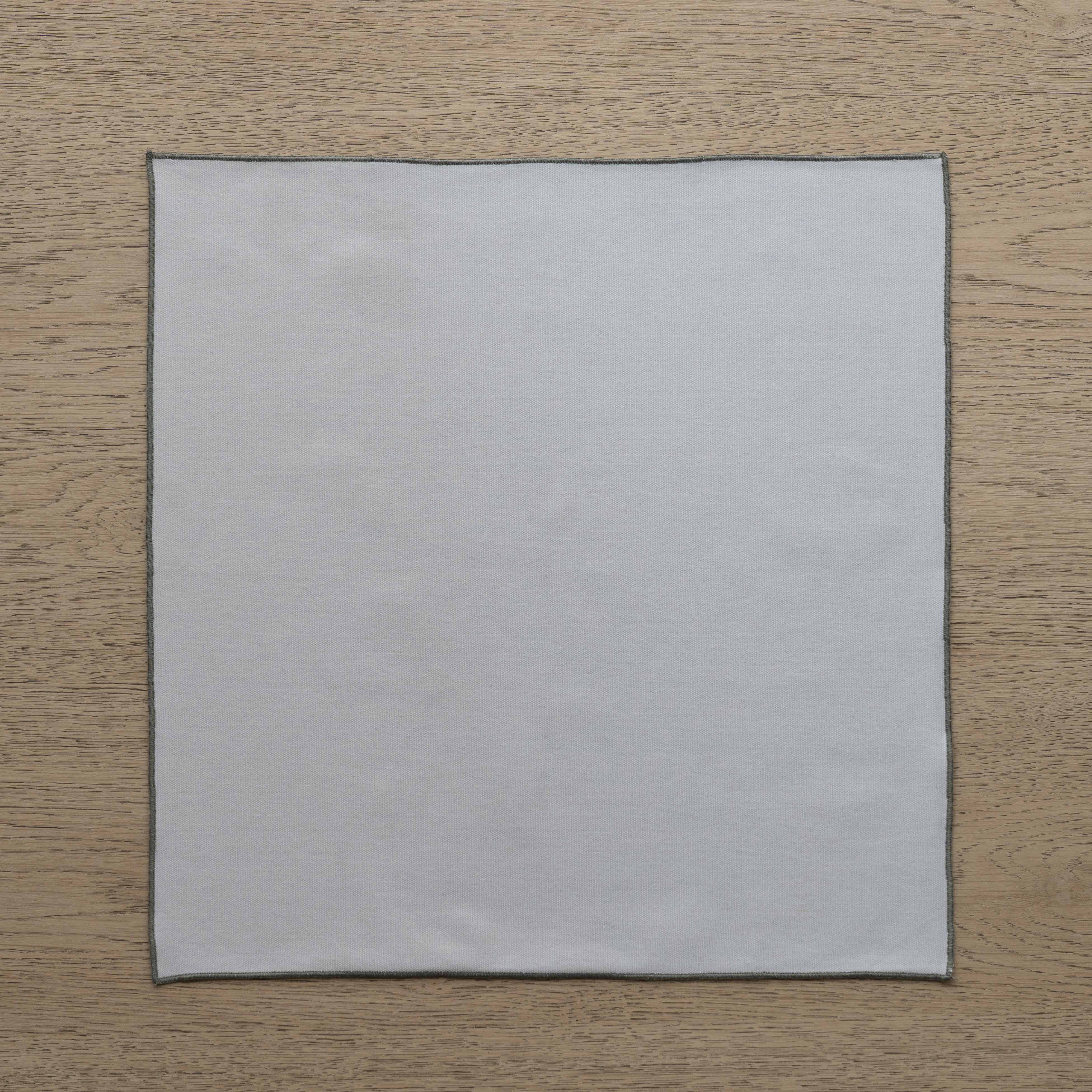 WS - Linen Set Of 2 Table Napkin - White/Green