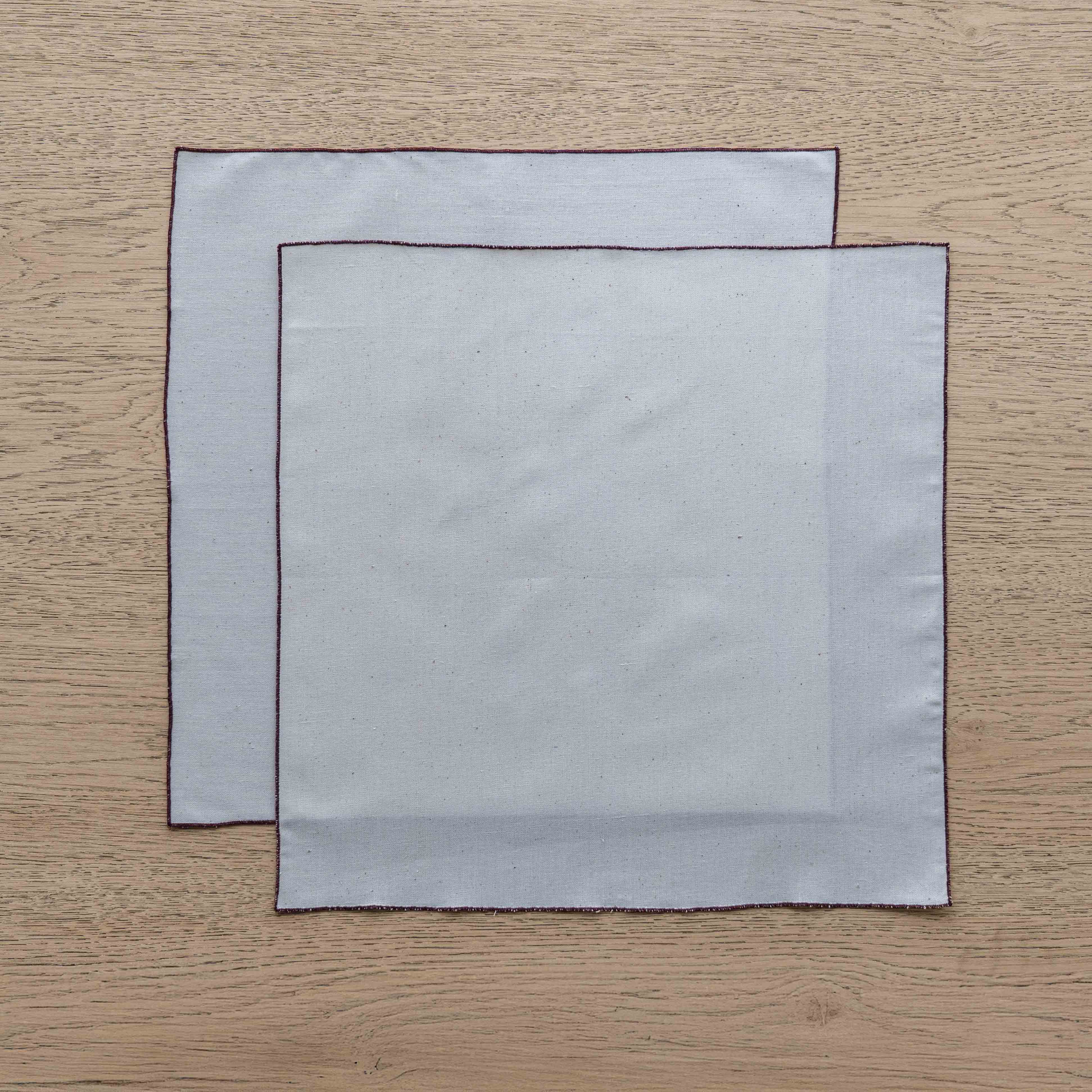 WS - Linen Set Of 2 Table Napkin - White/Maroon