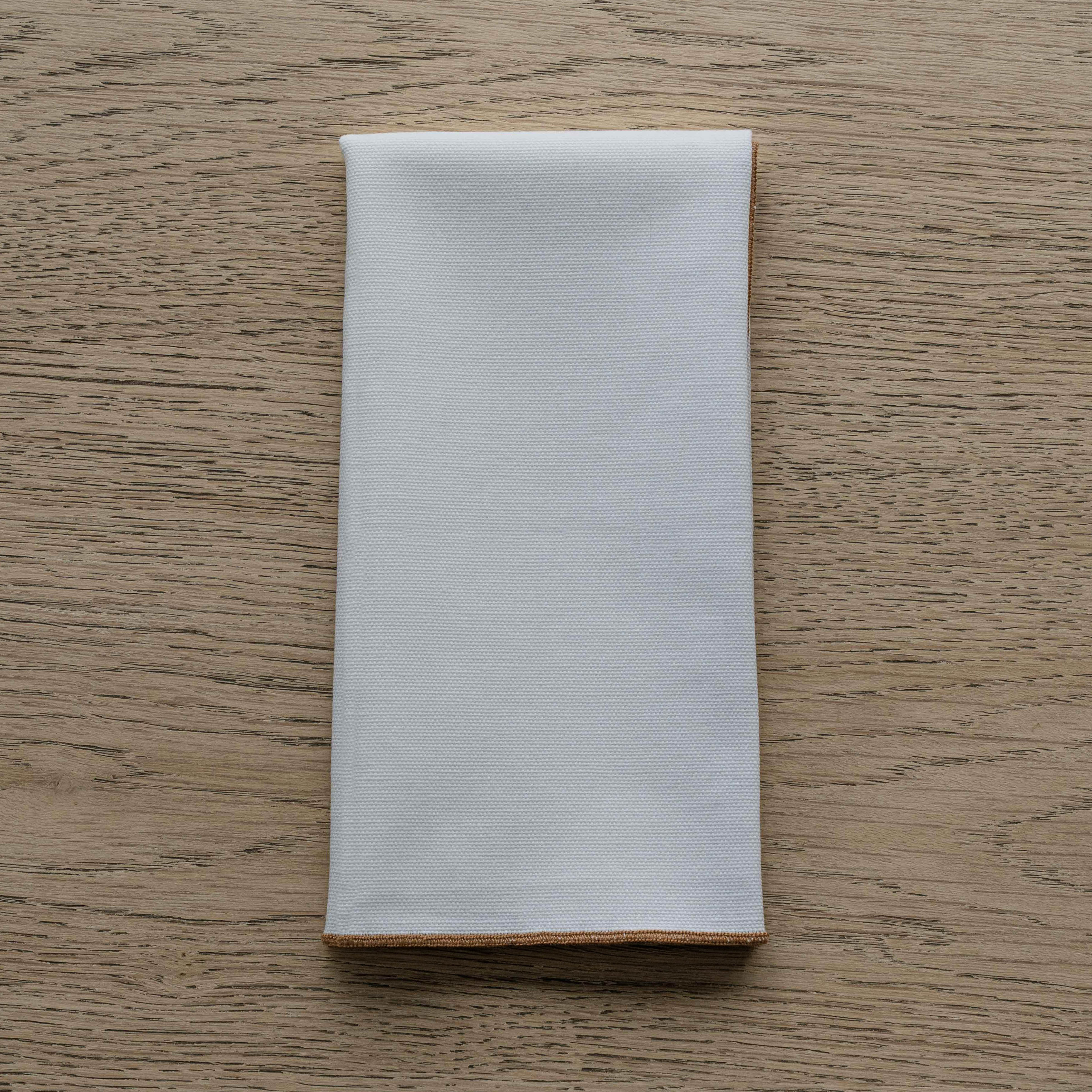 WS - Linen Set Of 2 Table Napkin - White/Mustard