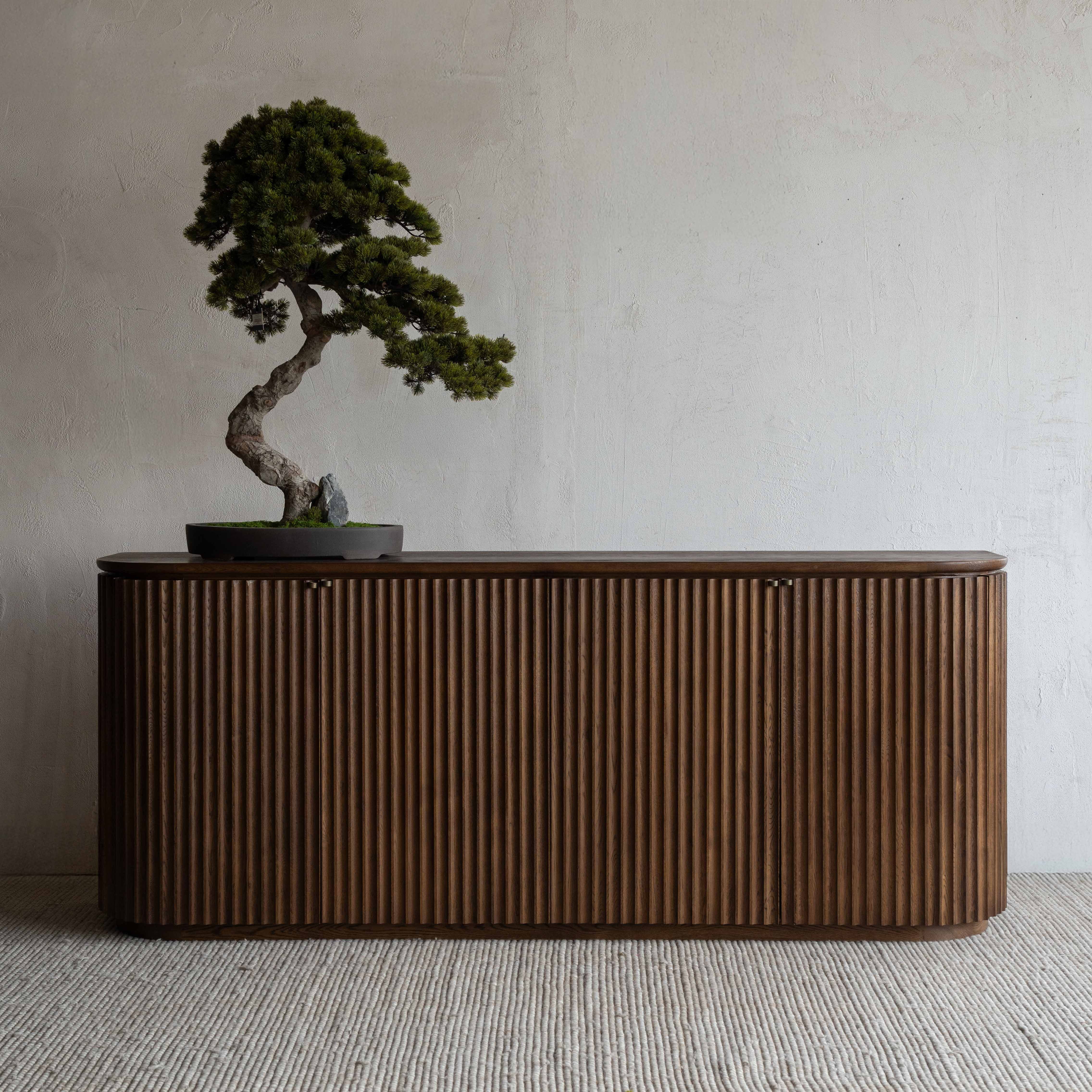 Shop Fluted Mid-Century Oak Wood Sideboard - UAE | WS Living Furniture