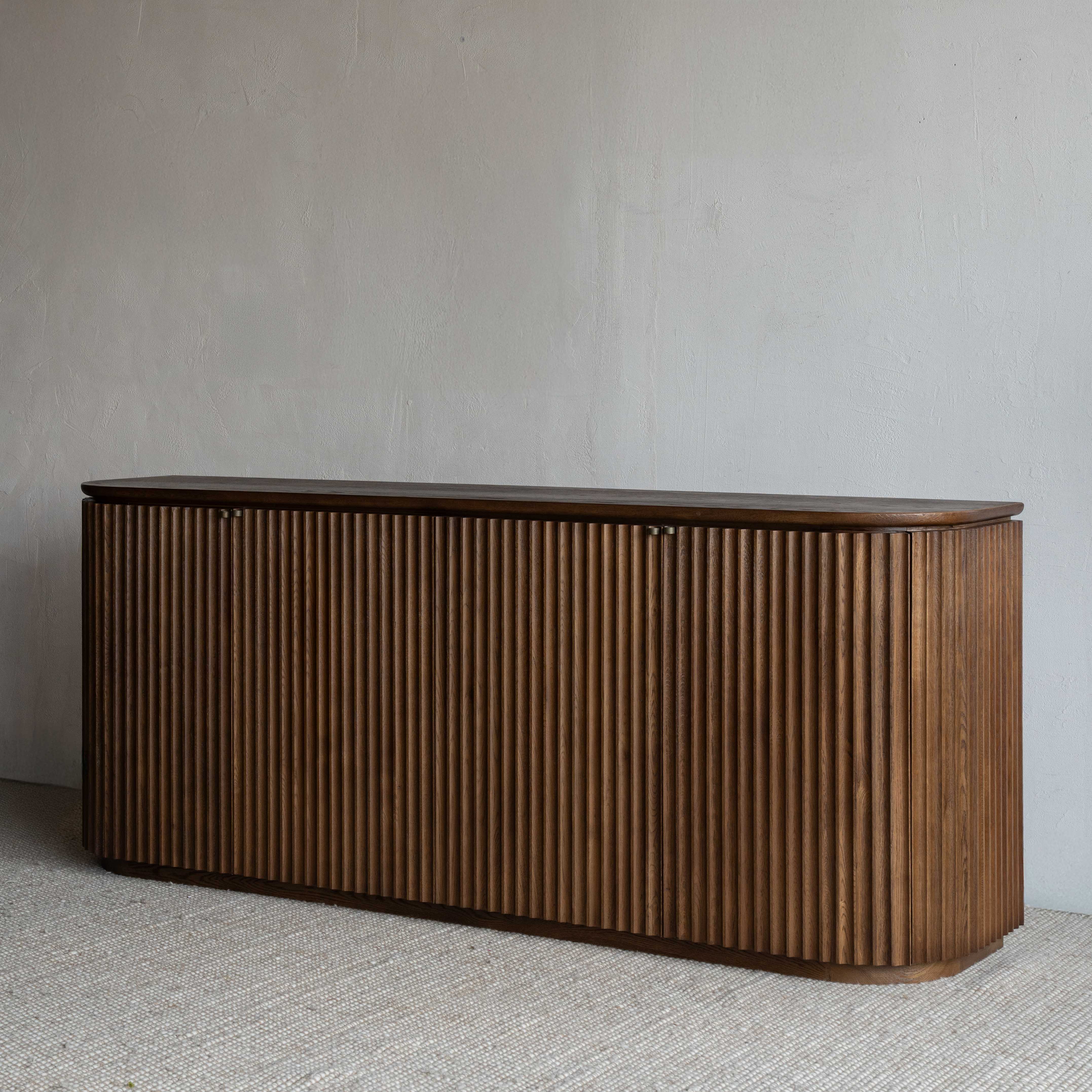 Shop Fluted Mid-Century Oak Wood Sideboard - UAE | WS Living Furniture