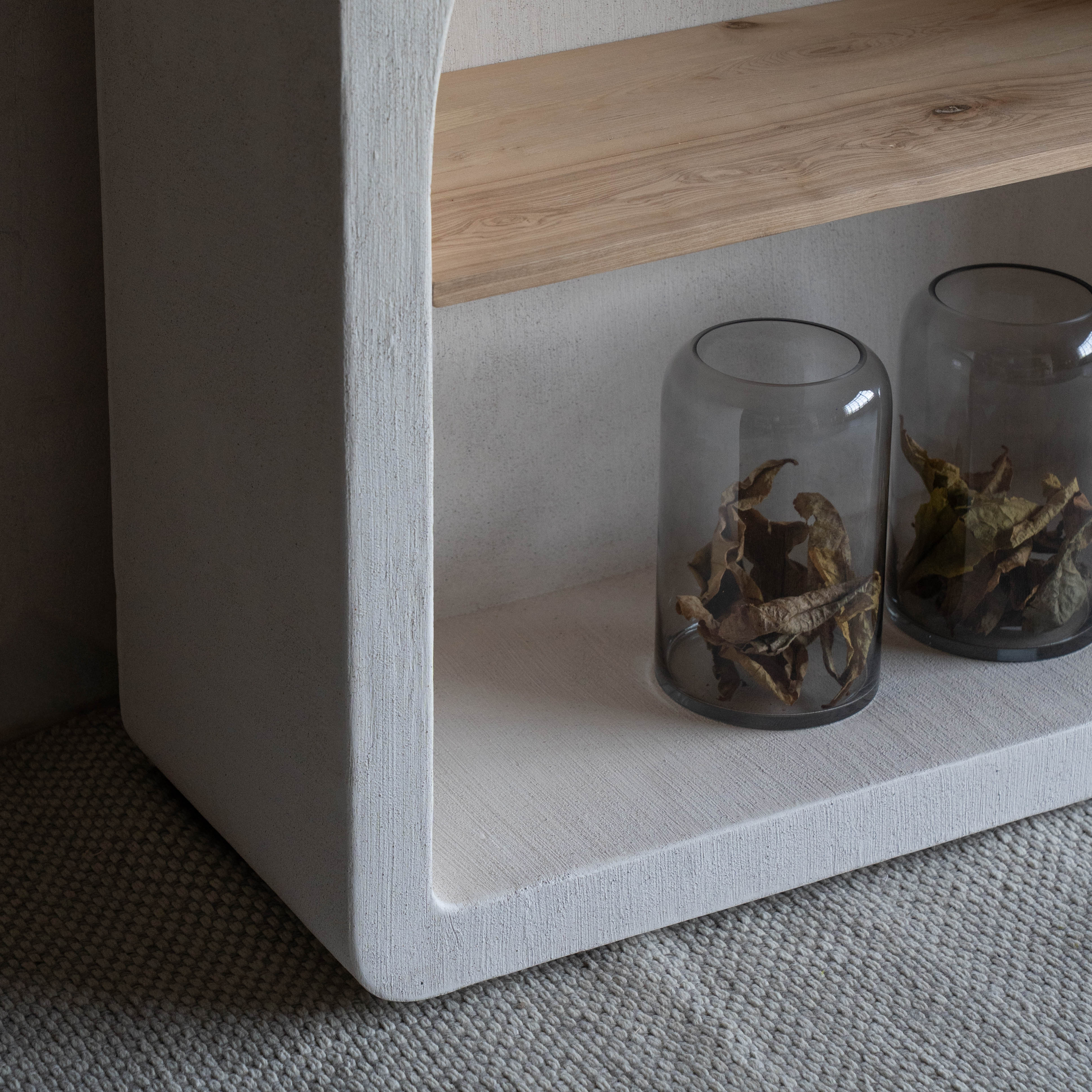 Alaska Curve Edge with Natural Wood Bookshelf