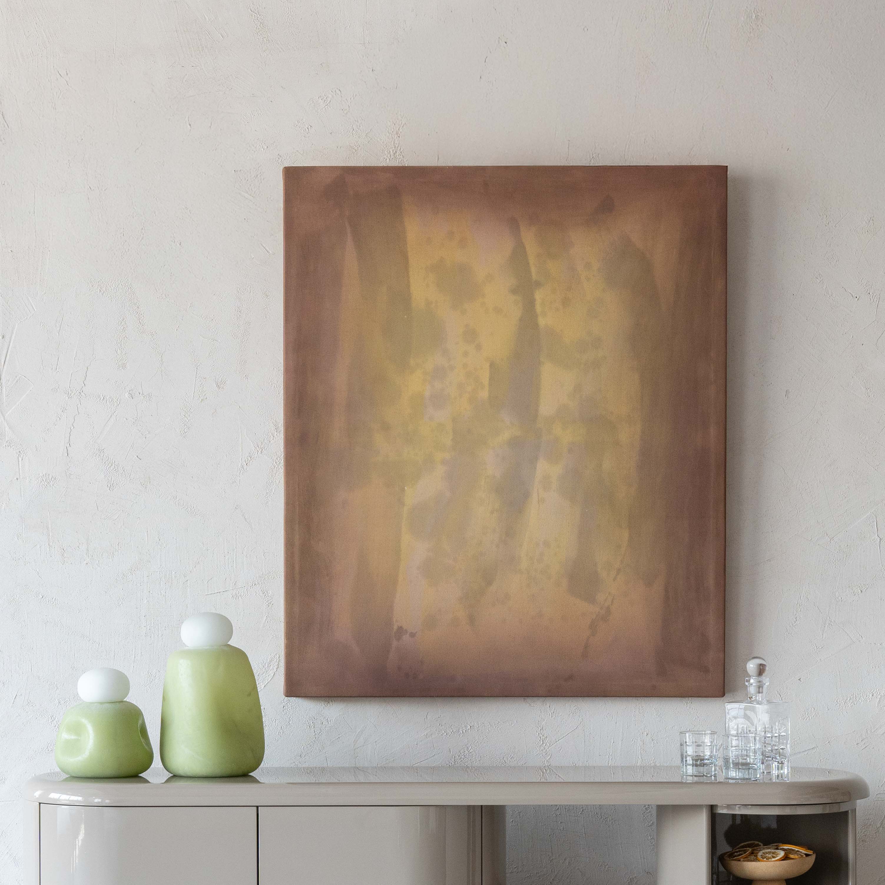 Golden Veil Tranquility Hand Painted Abstract Wall Art Painting