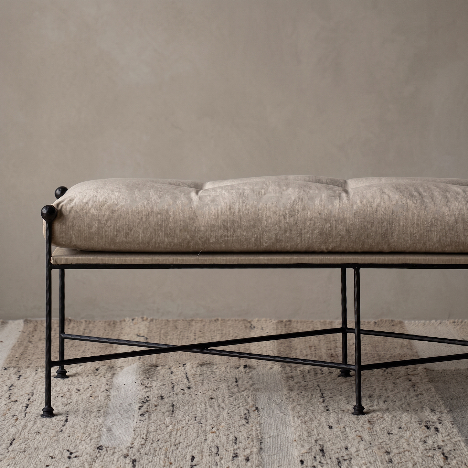 Alden Neo-Classical Upholstered Bench - BEIGE