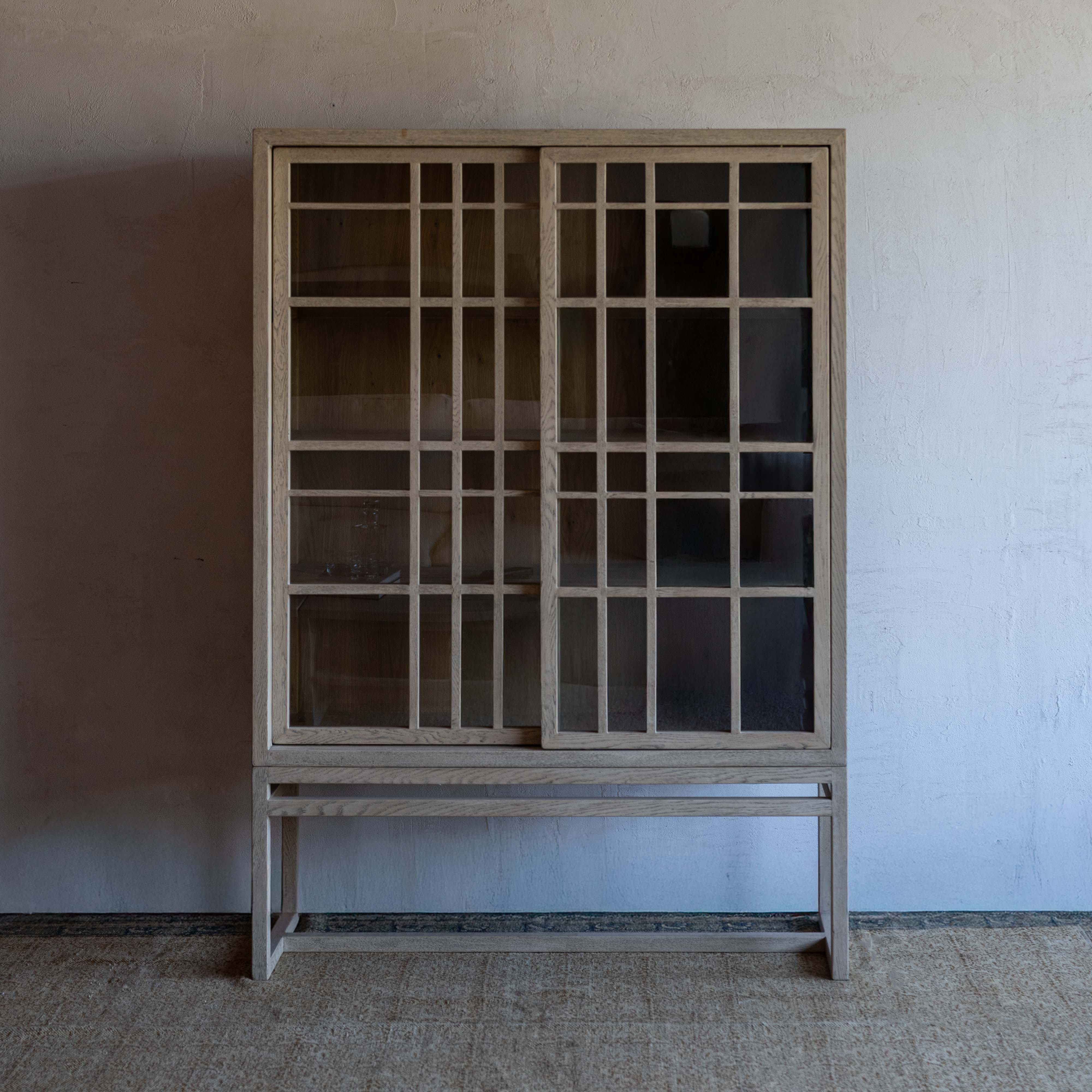 Merloak Vintage Style Glass Door Tall Cabinet