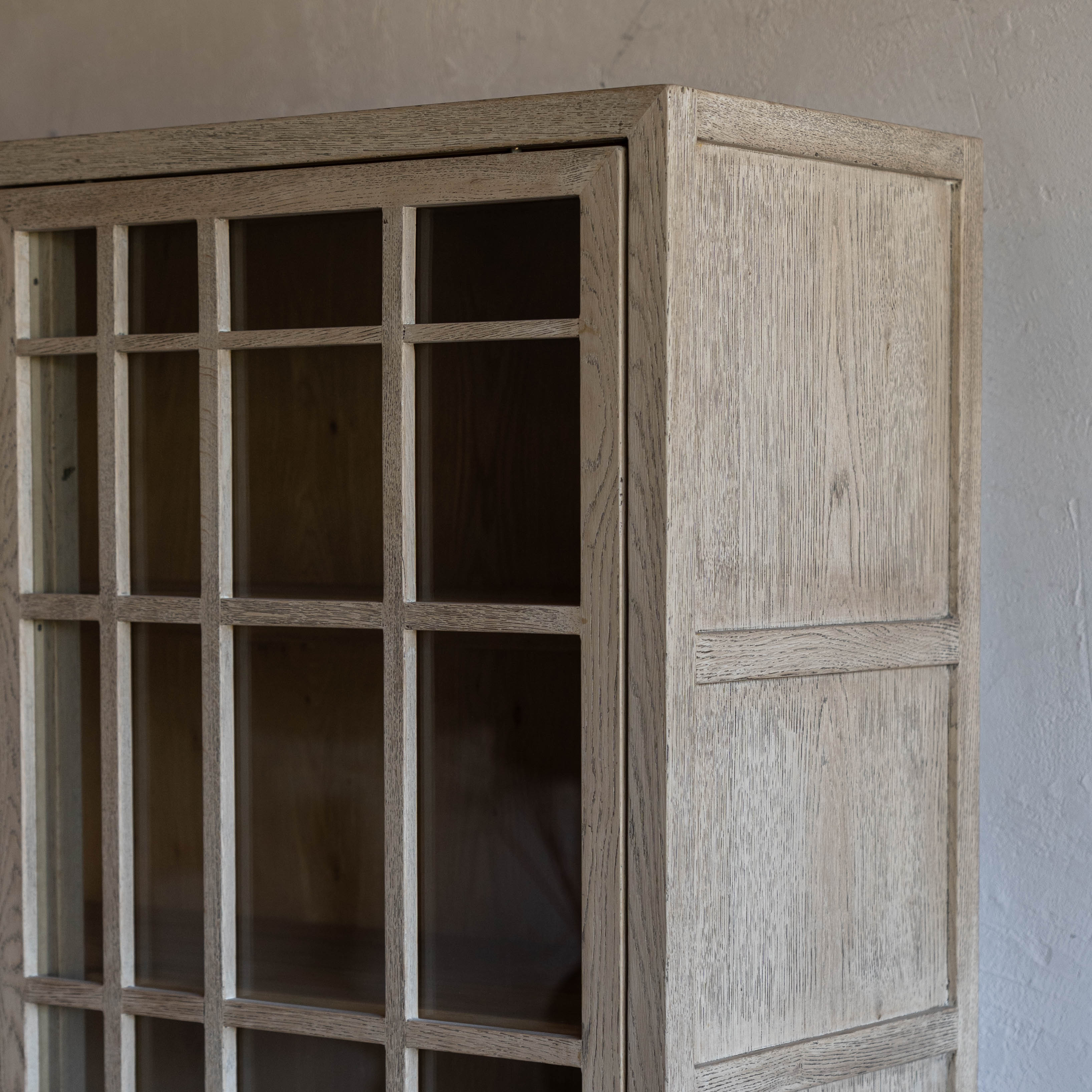 Merloak Vintage Style Glass Door Tall Cabinet