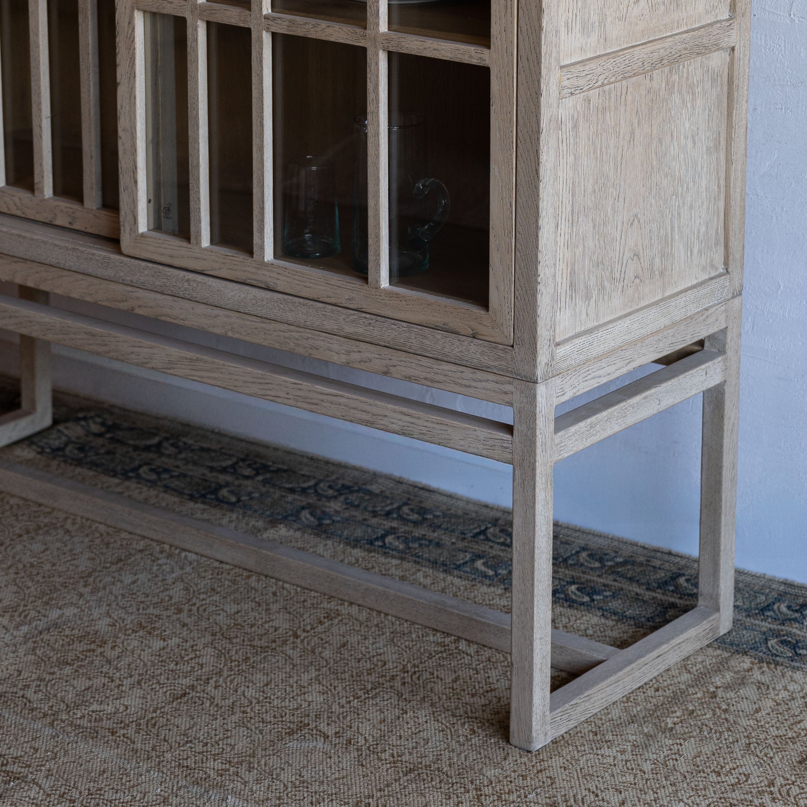 Merloak Vintage Style Glass Door Tall Cabinet