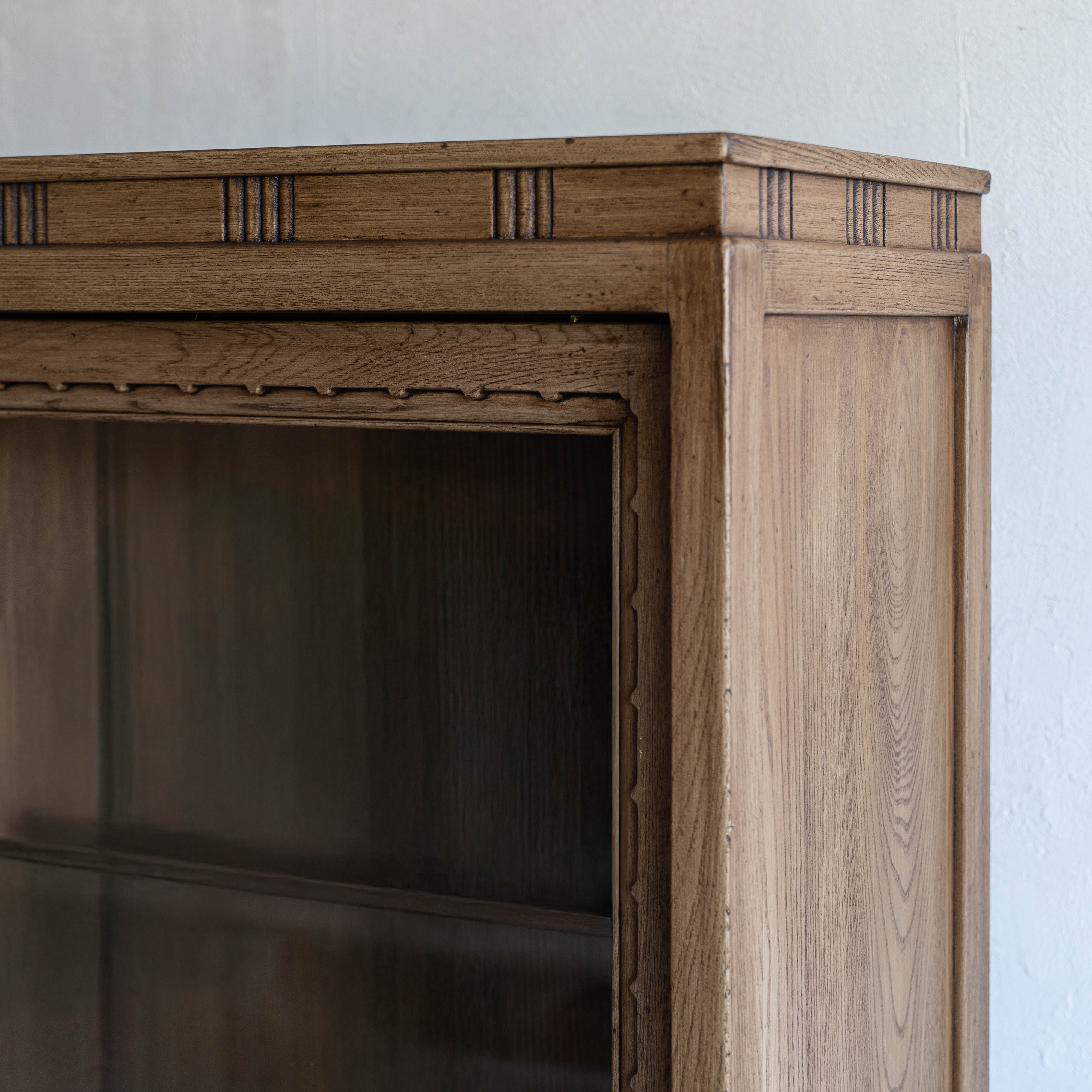 Eldran Solid Oak Wood Artisan Glass Door Cabinet - Cabinets - WS Living Furniture  Furniture Store in Dubai