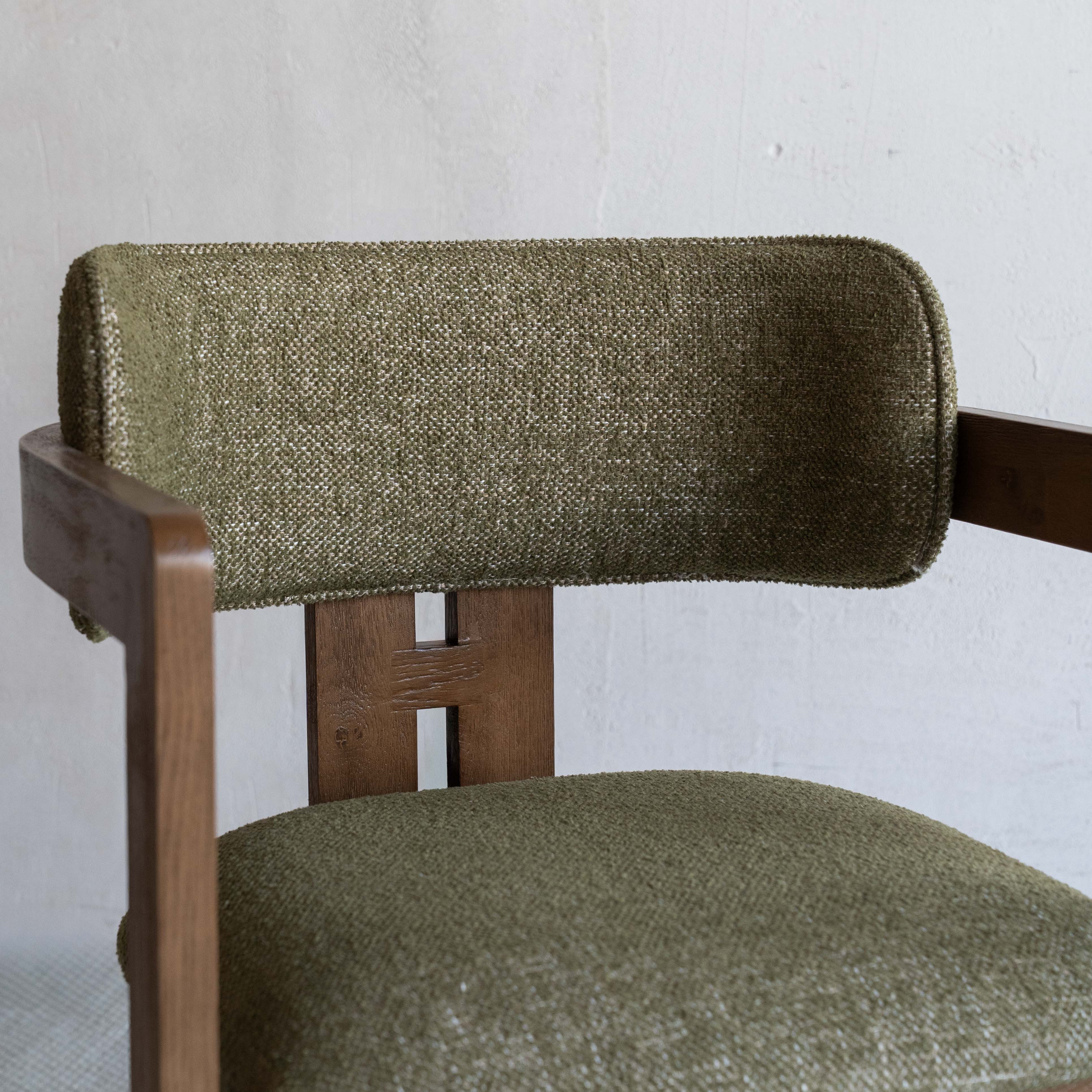 Caden Boucle Dining Chair - Olive Green