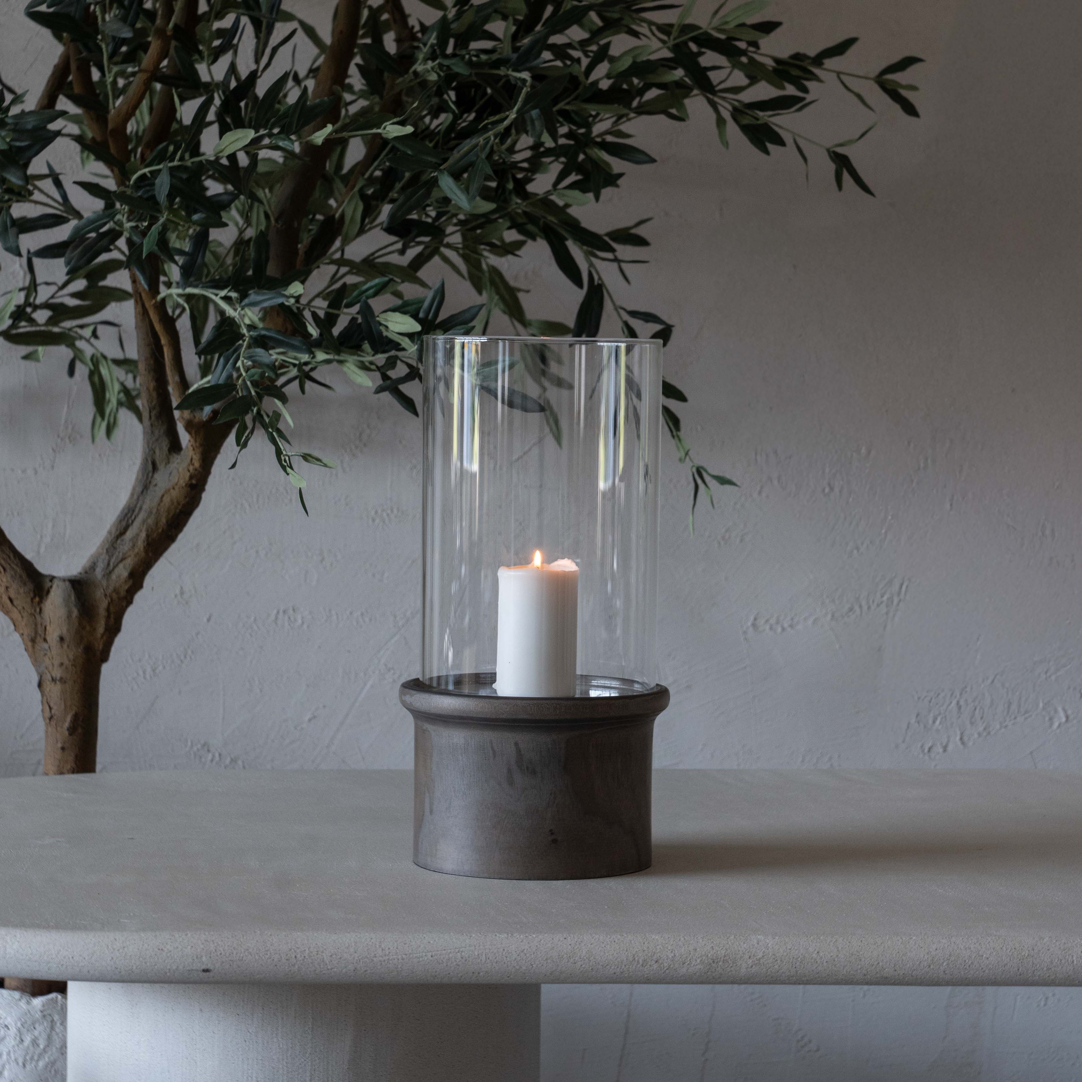 Nest Wood Candle Holder | Lantern with Glass