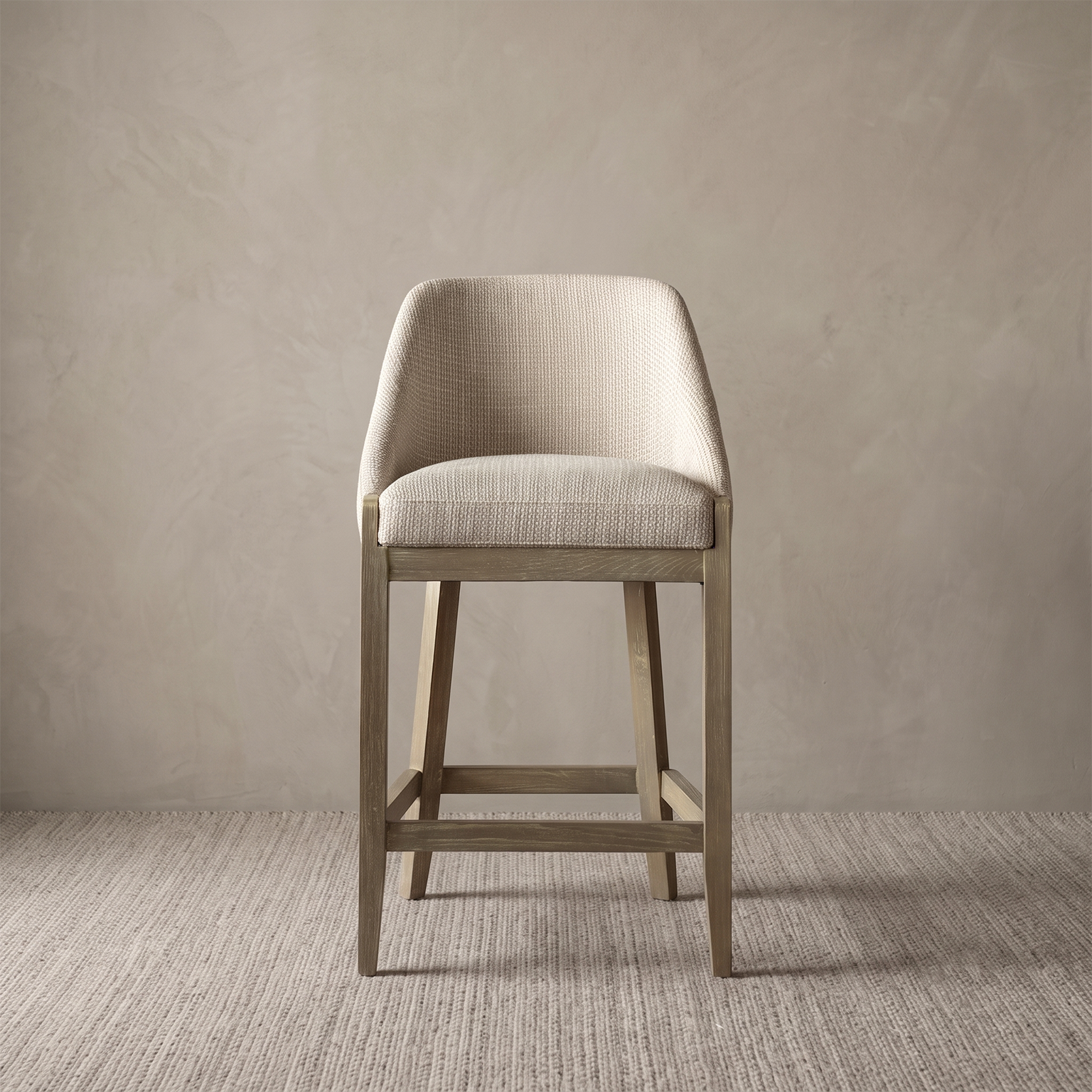 Remi Oak Wood Bar Stool With Backrest