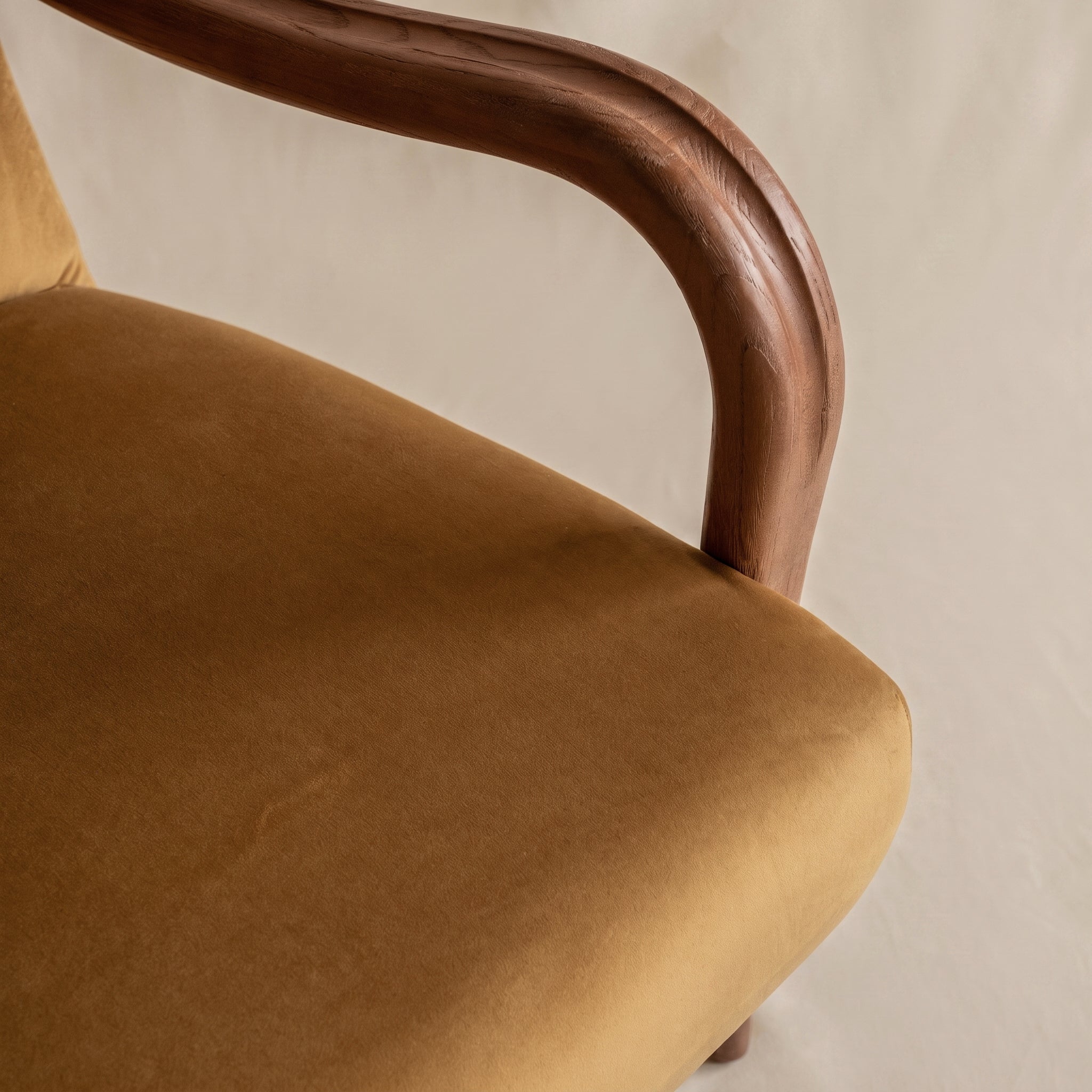 Valerio Walnut Modern Lounge Chair - MUSTARD
