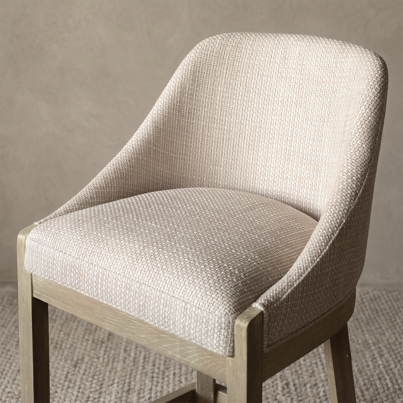 Remi Oak Wood Bar Stool With Backrest