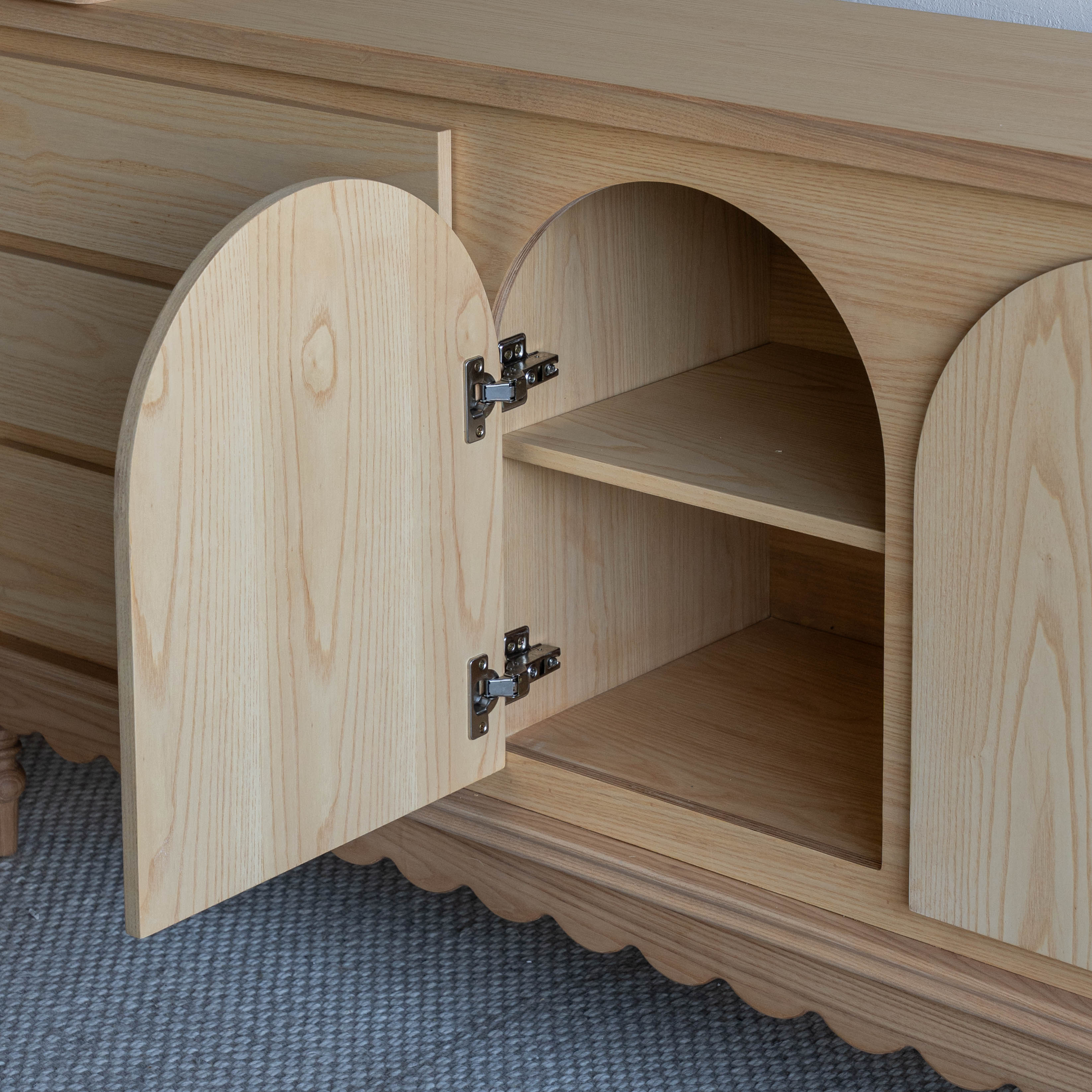 Mid Century Arch Door Dressing Table & Desk With Chair - NATURAL - Dressing Table - WS Living Furniture  Furniture Store in Dubai