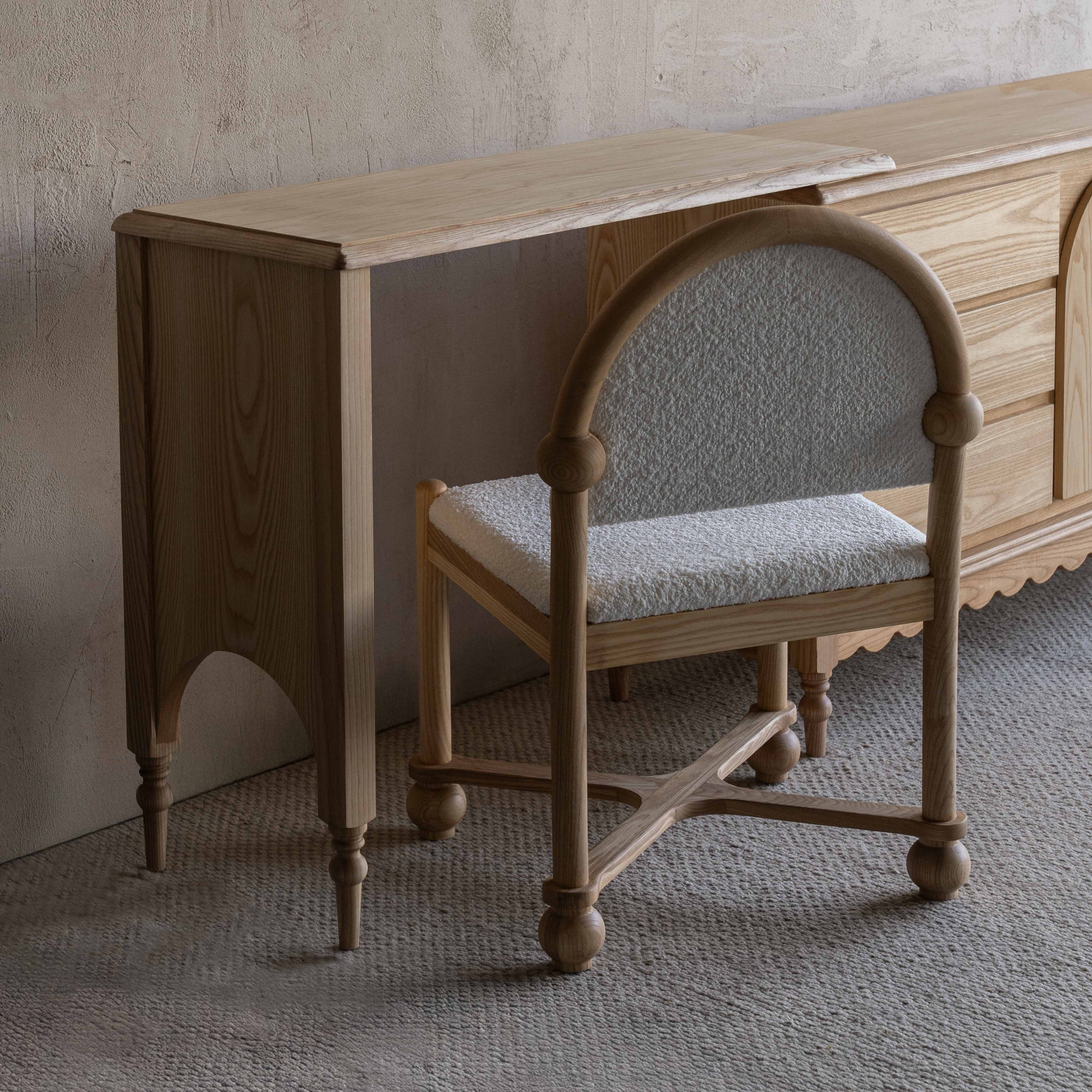 Mid Century Arch Door Dressing Table & Desk With Chair - NATURAL - Dressing Table - WS Living Furniture  Furniture Store in Dubai