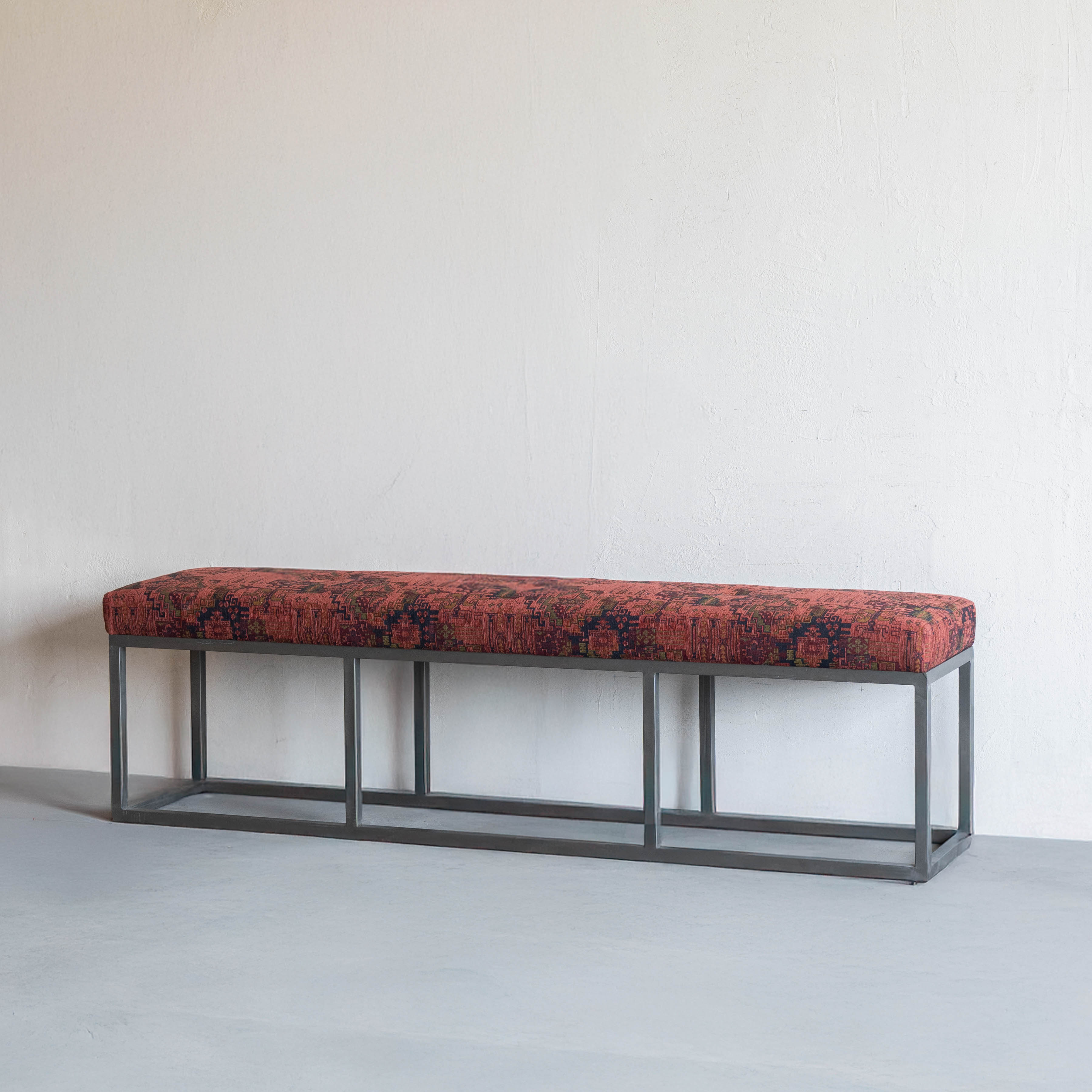 Mira Anatolian Industrial Style Bench - Light Red