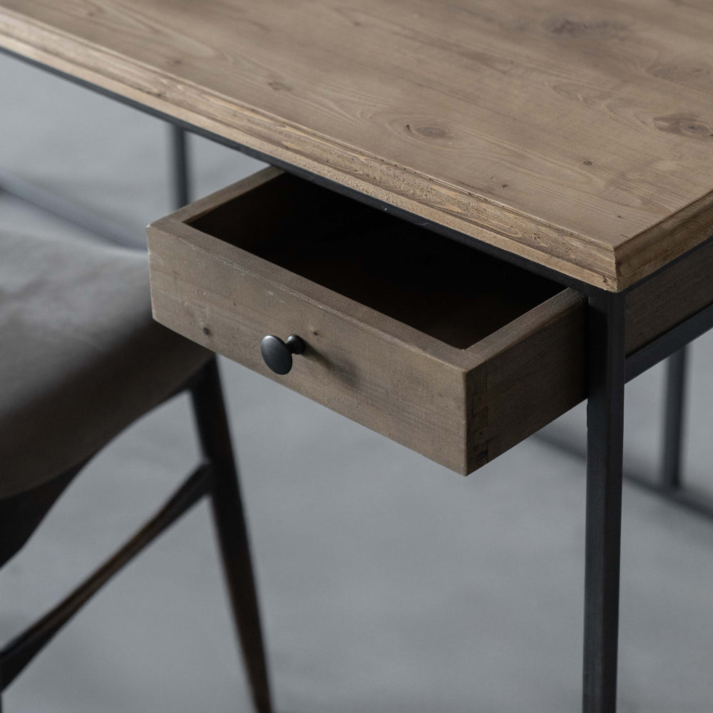 Nordic Industrial Pine Wood Desk | Study Table with Storage Drawers ...