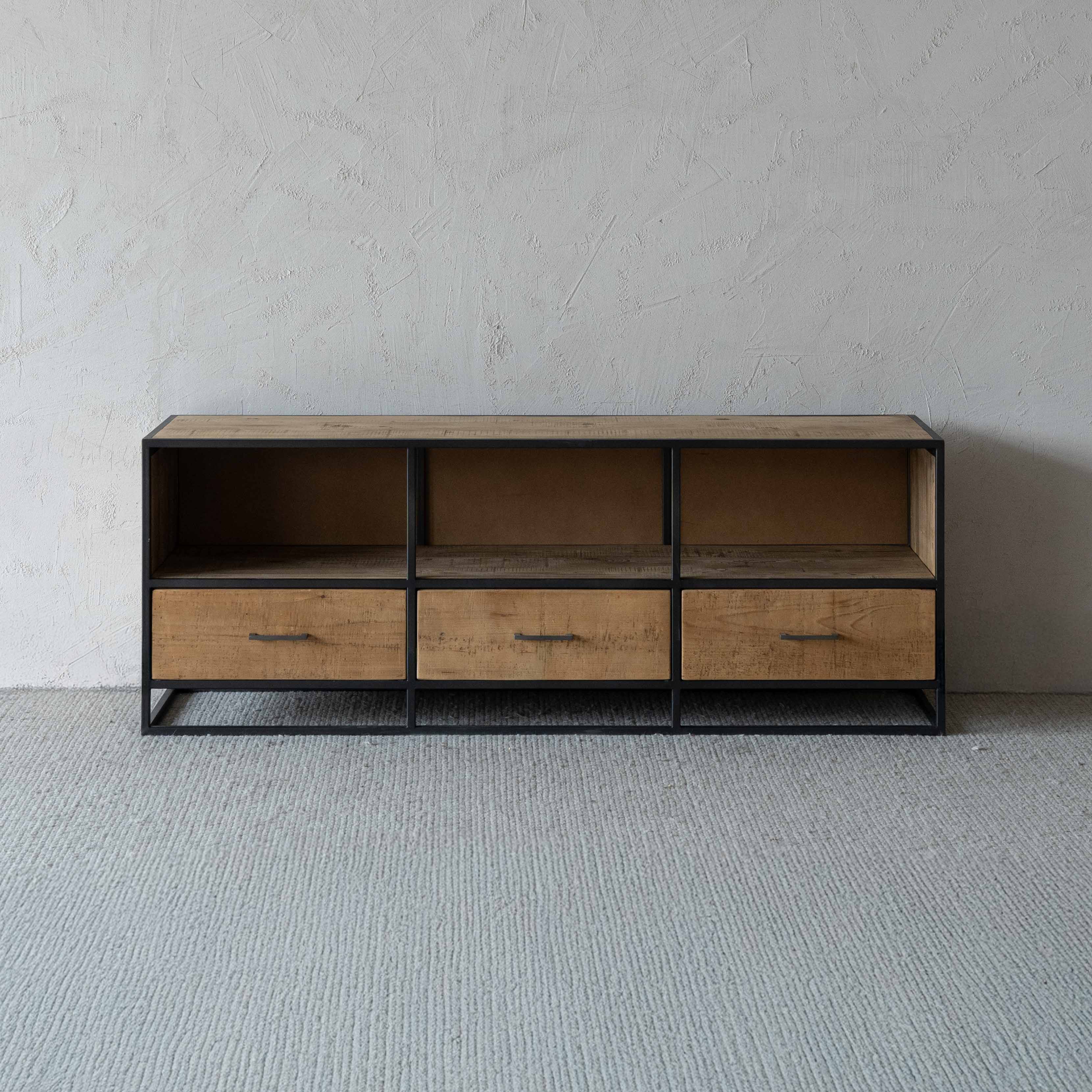 Urban Classic Industrial Solid Pine Wood TV Unit - 3 Drawers