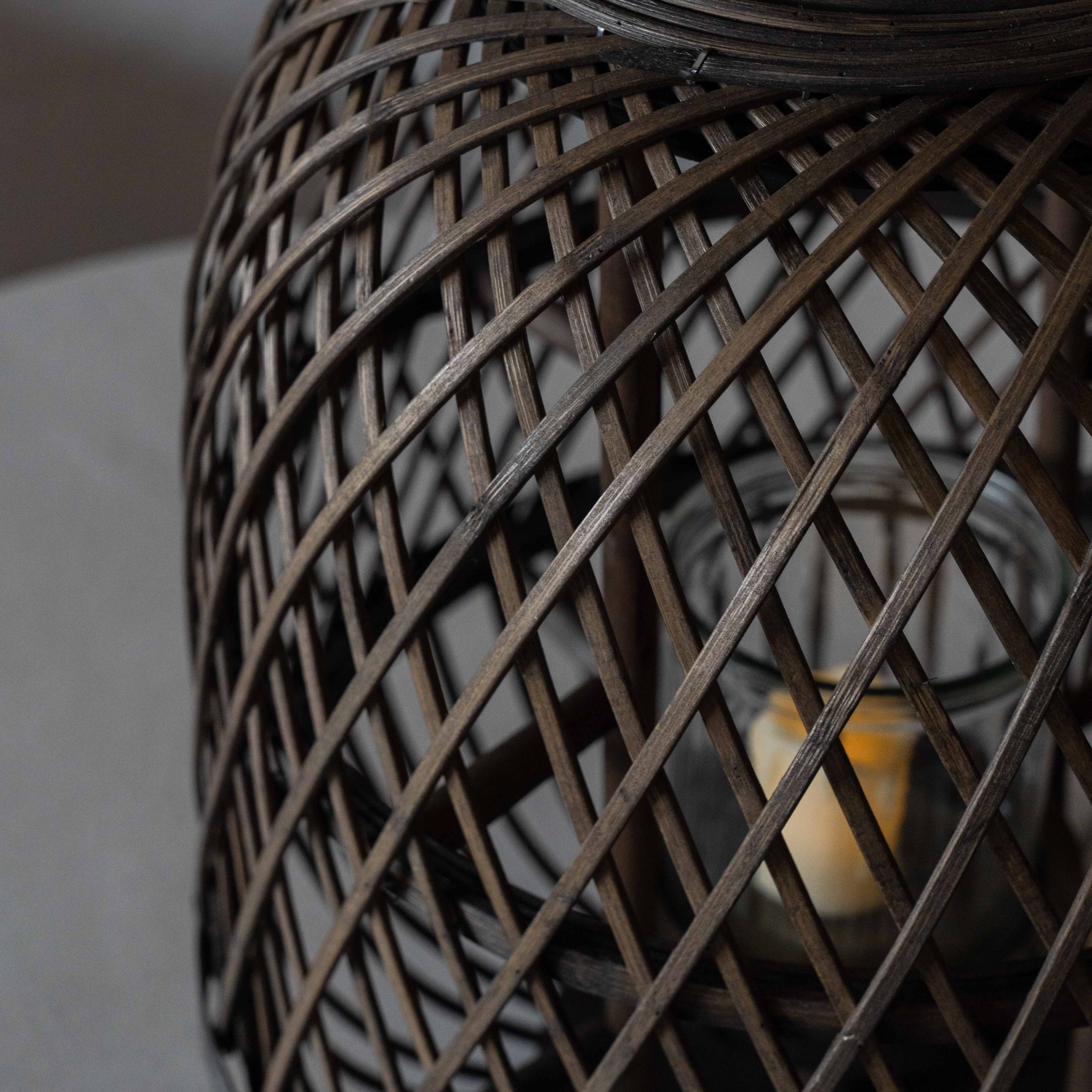 Serene Classic Bamboo Rattan Candle Holder | Lantern with Glass