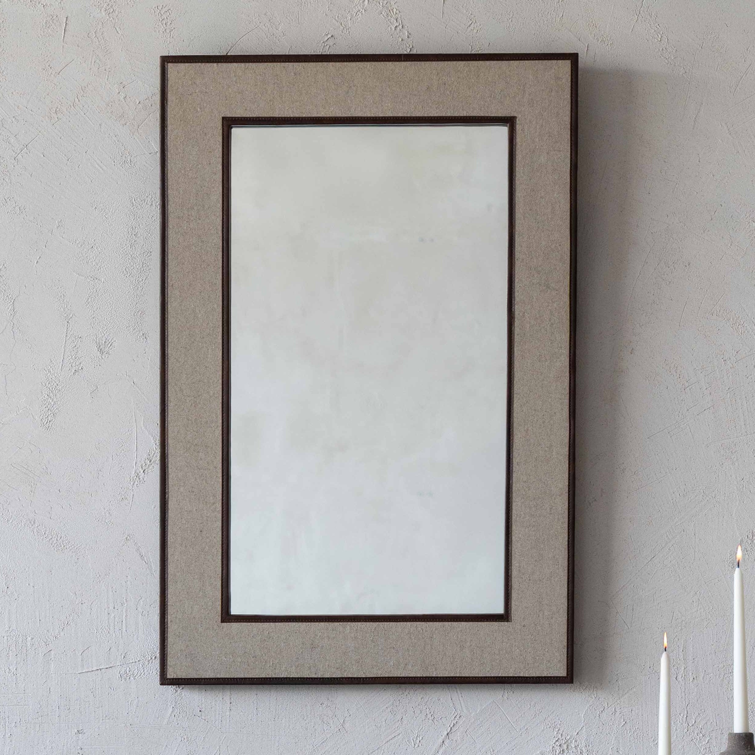 Vivid Nordic Mirror With Leather Border Wall Mirror - CW-12562 - Mirror - WS Living Furniture  Furniture Store in Dubai