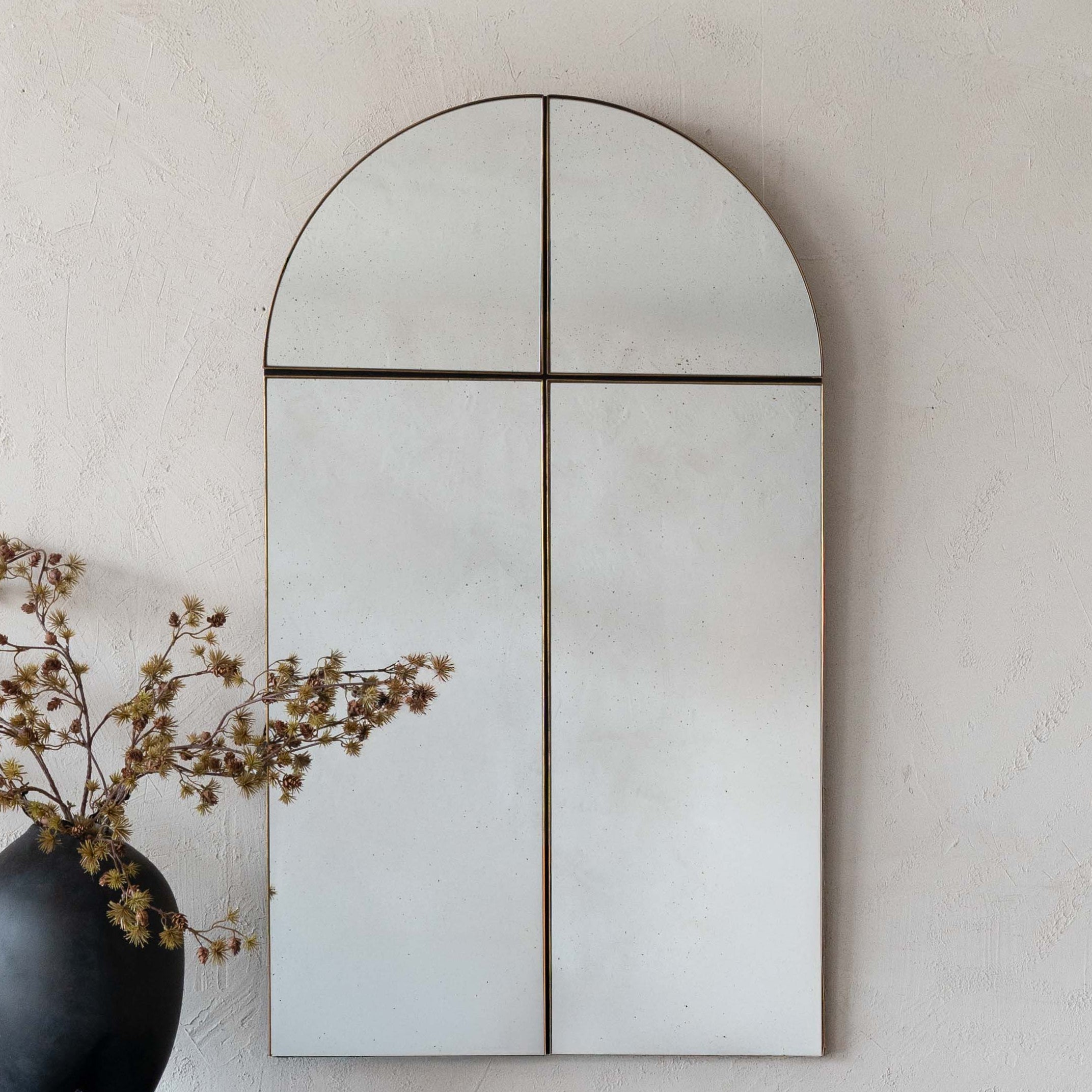 Aged Charm Vintage Rustic Arch Wall Mirror 120x70cm  - GET24504SA - Mirror - WS Living Furniture  Furniture Store in Dubai