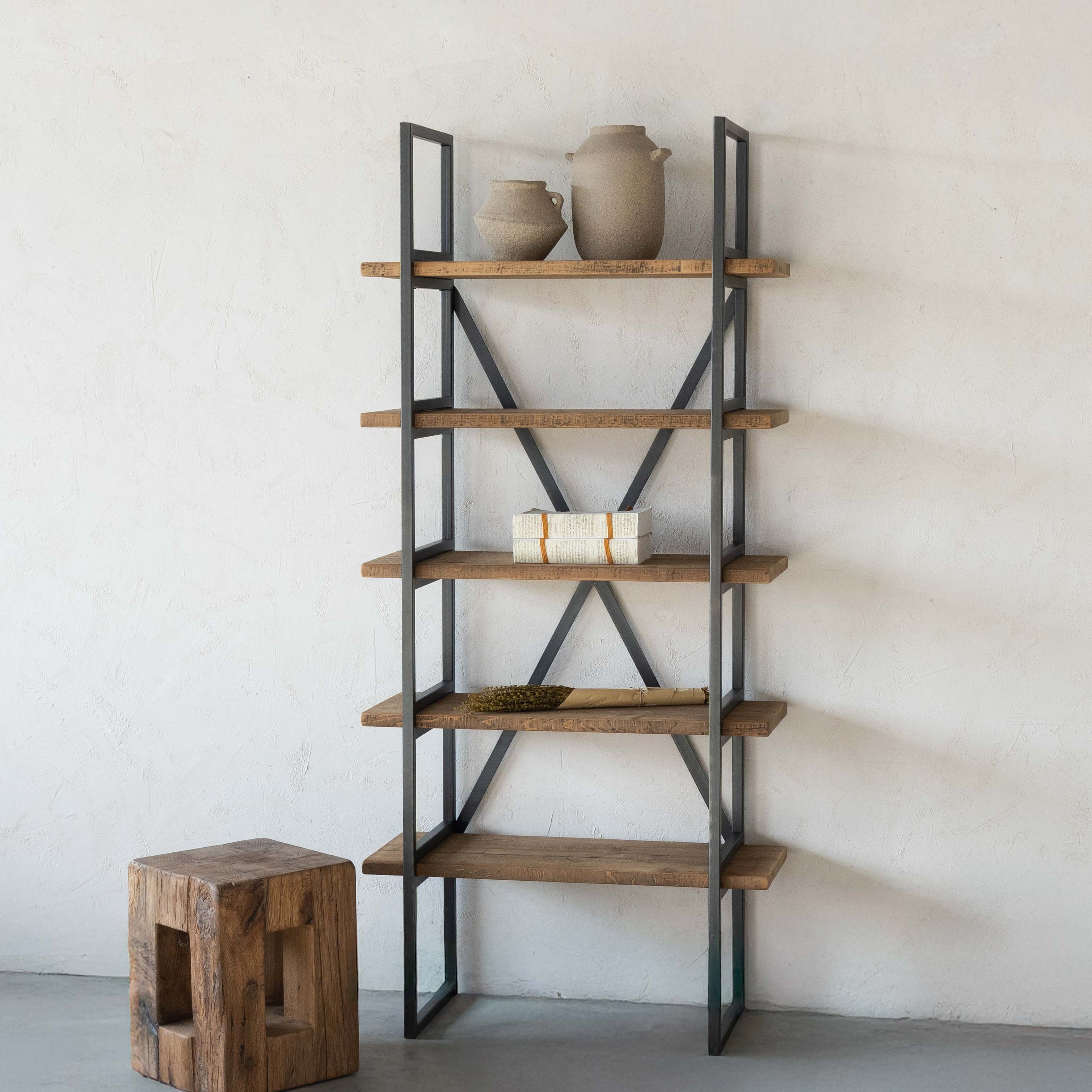 Cataylist Industrial Solid Wood Book Shelf Case | Shelving Unit - Small - Shelves - WS Living Furniture  Furniture Store in Dubai