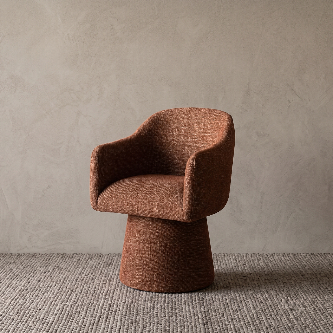 Rivo Modern Swivel Dining Chair - Burnt Terracotta