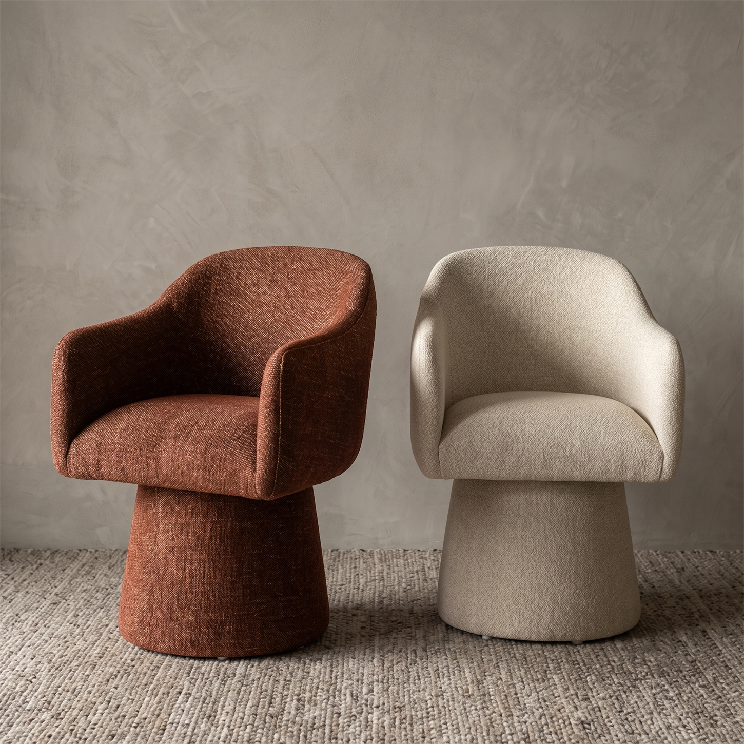 Rivo Modern Swivel Dining Chair - IVORY BEIGE