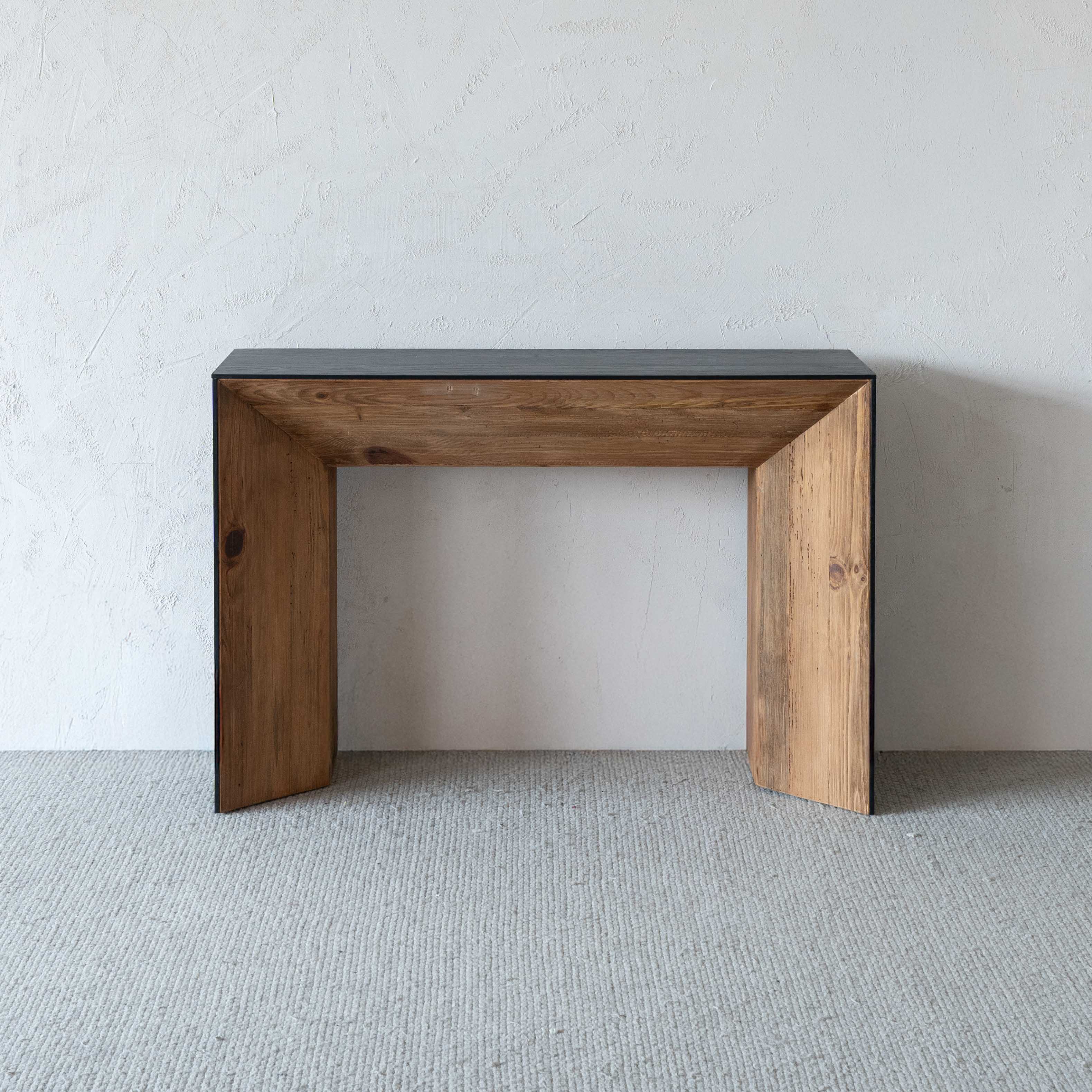 Marli Solid Raw Black & Wood Rectangle Console