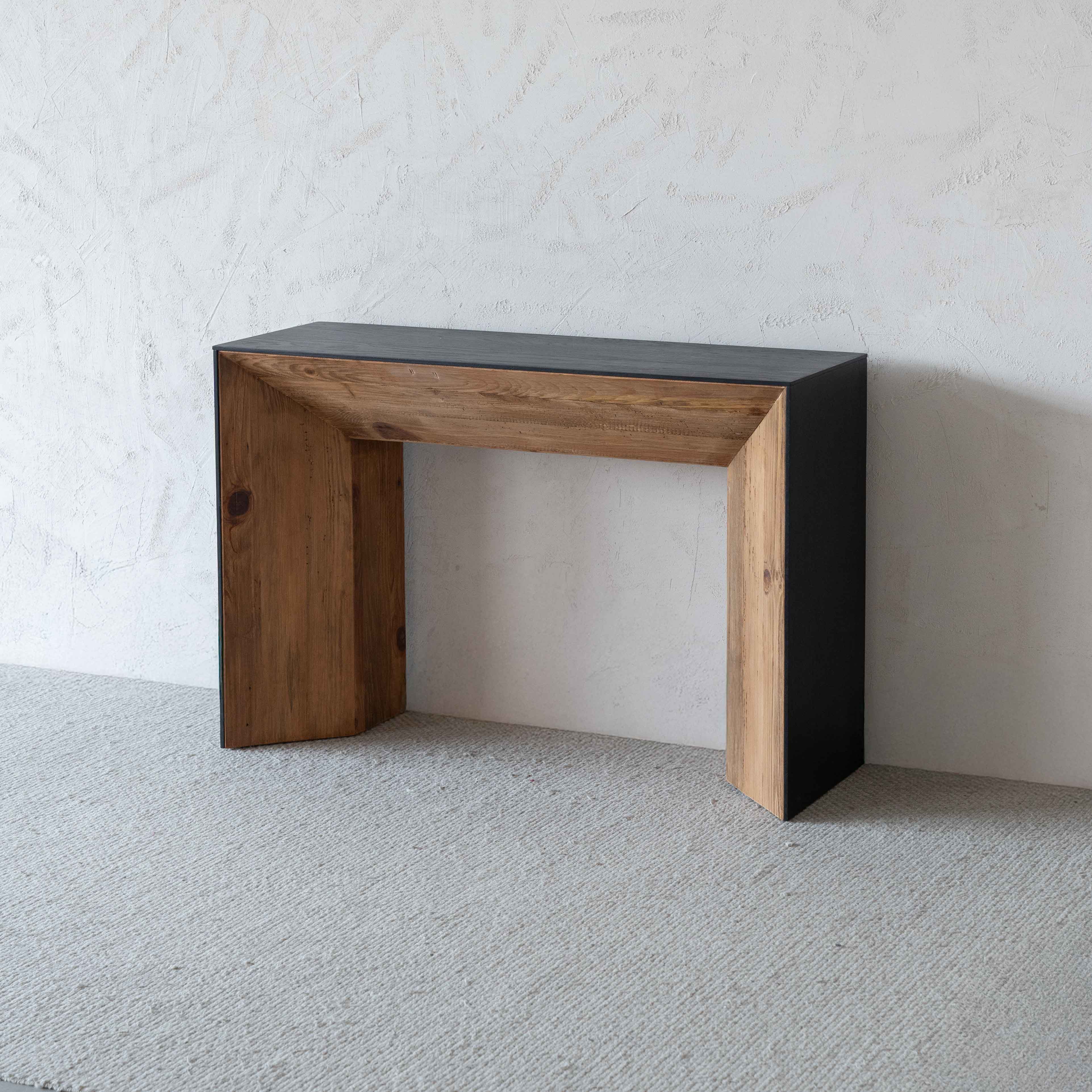 Marli Solid Raw Black & Wood Rectangle Console