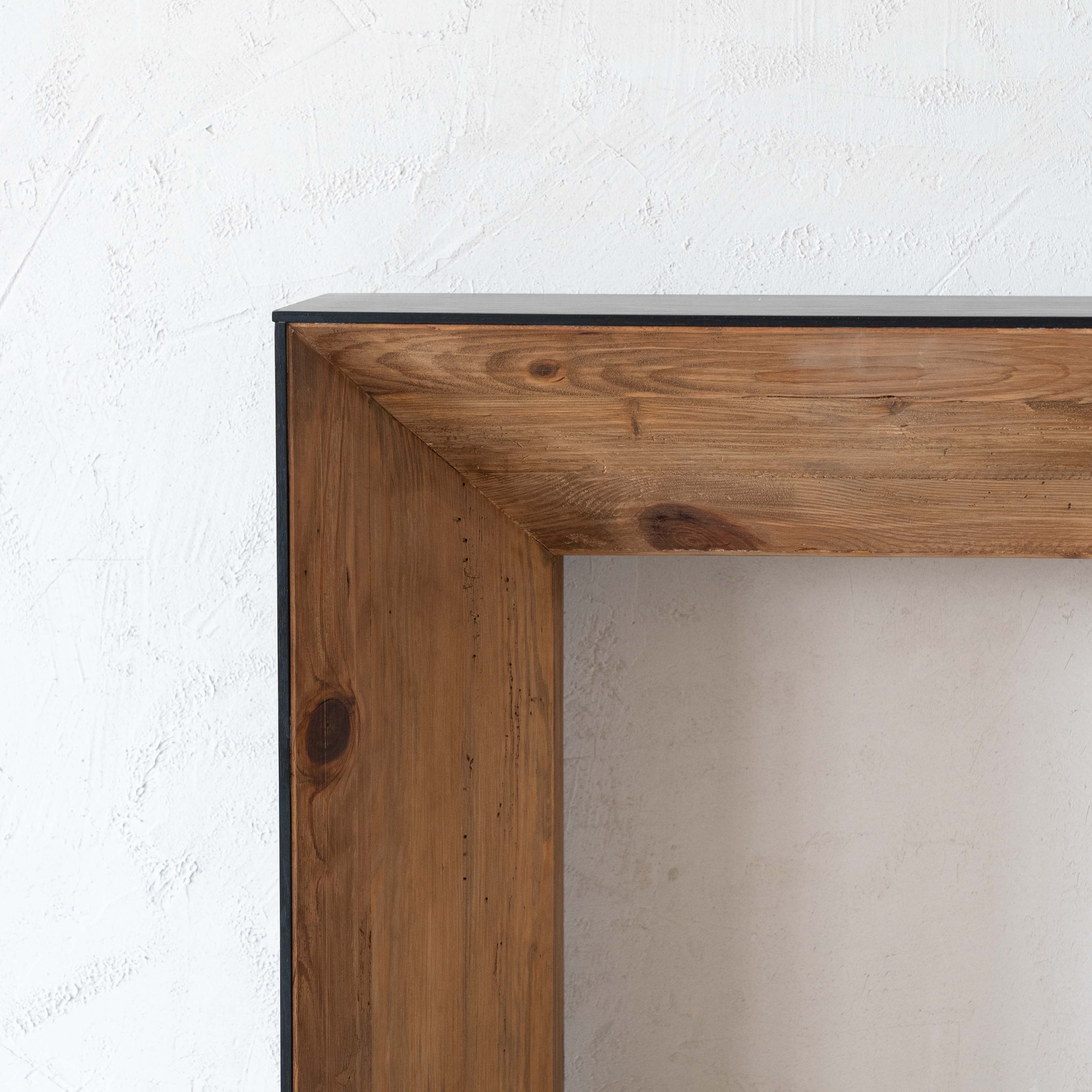 Marli Solid Raw Black & Wood Rectangle Console