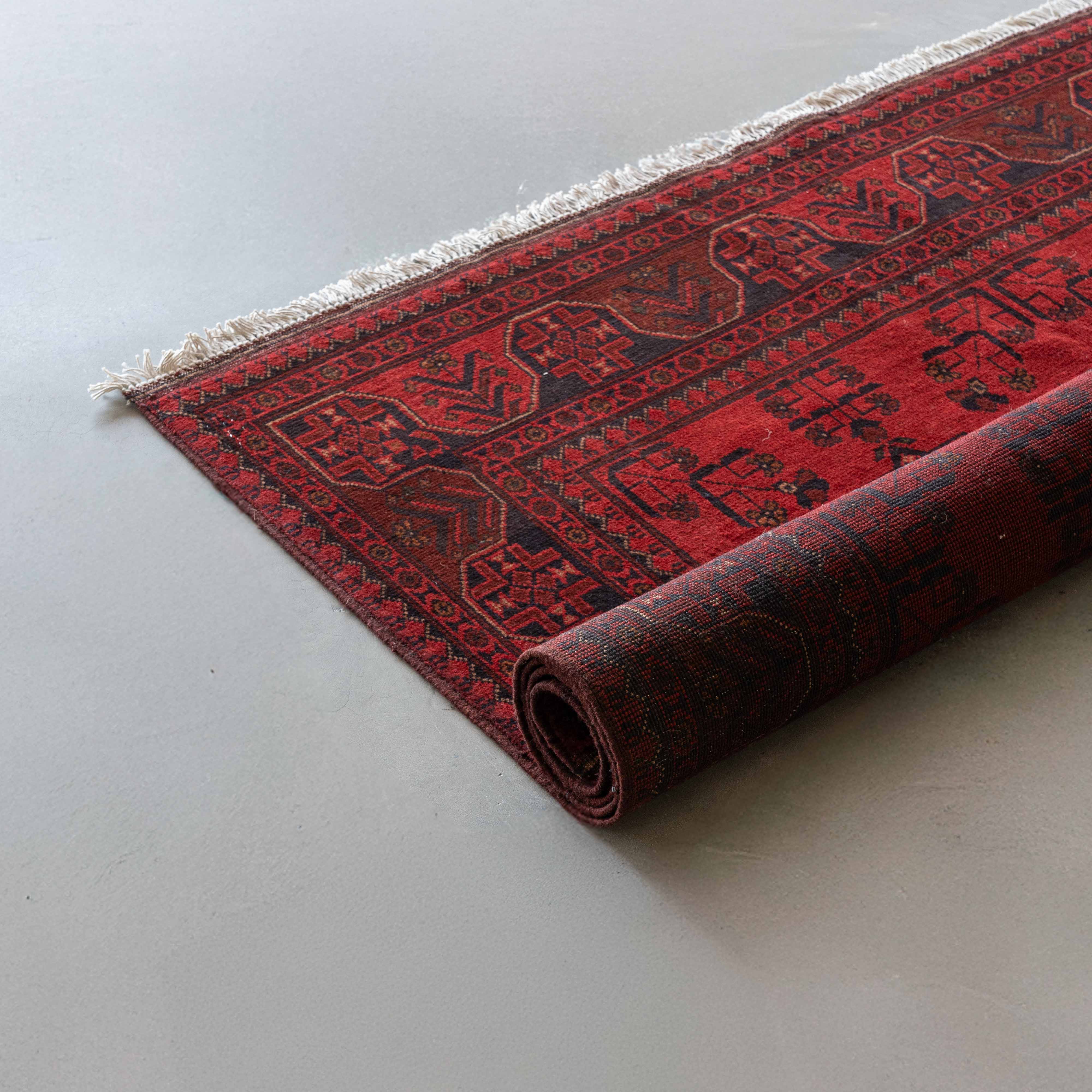 Noble Handcrafted Red Vintage Style Wool Afghan Rug - Rug - WS Living Furniture Home Furniture Stores in Dubai