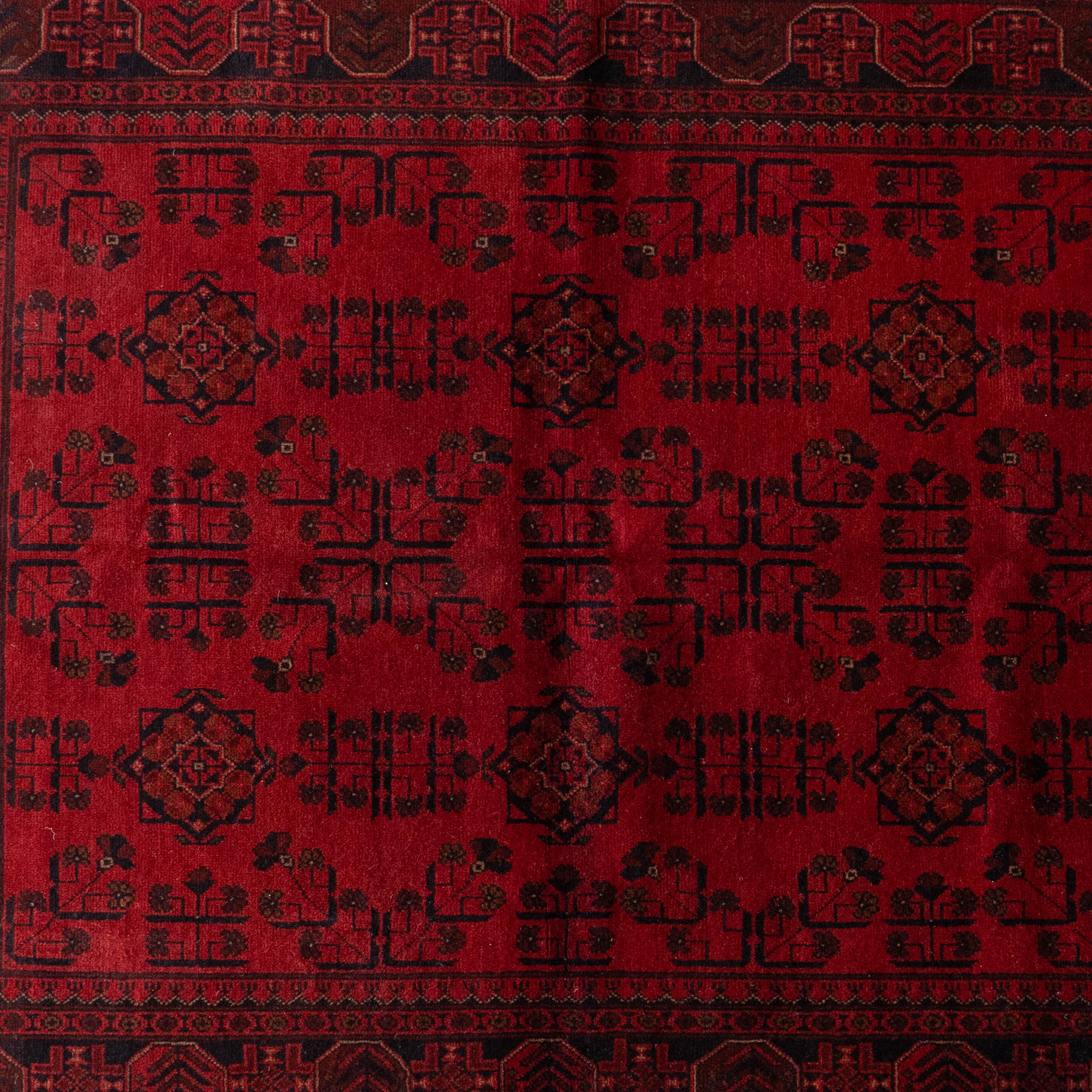 Noble Handcrafted Red Vintage Style Wool Afghan Rug