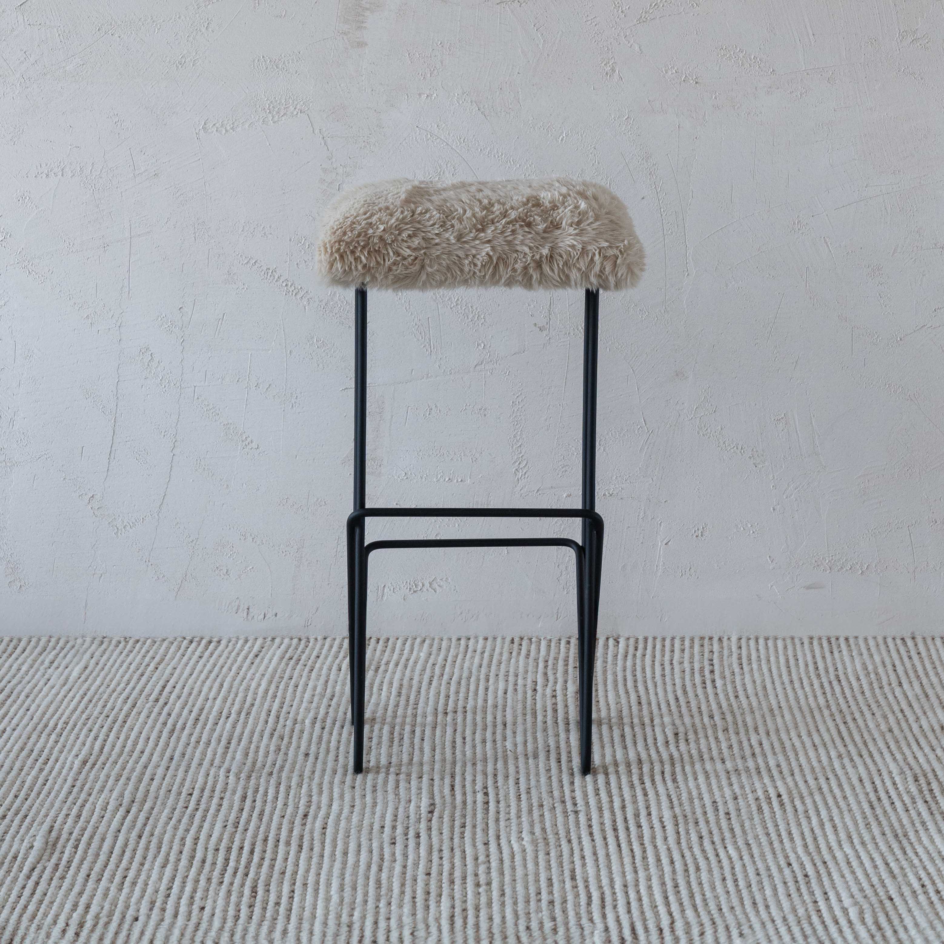 Nora Modern Fur Bar Stool | Counter Chair - Bar Stool - WS Living - UAE Wood and steel Furnitures in Dubai