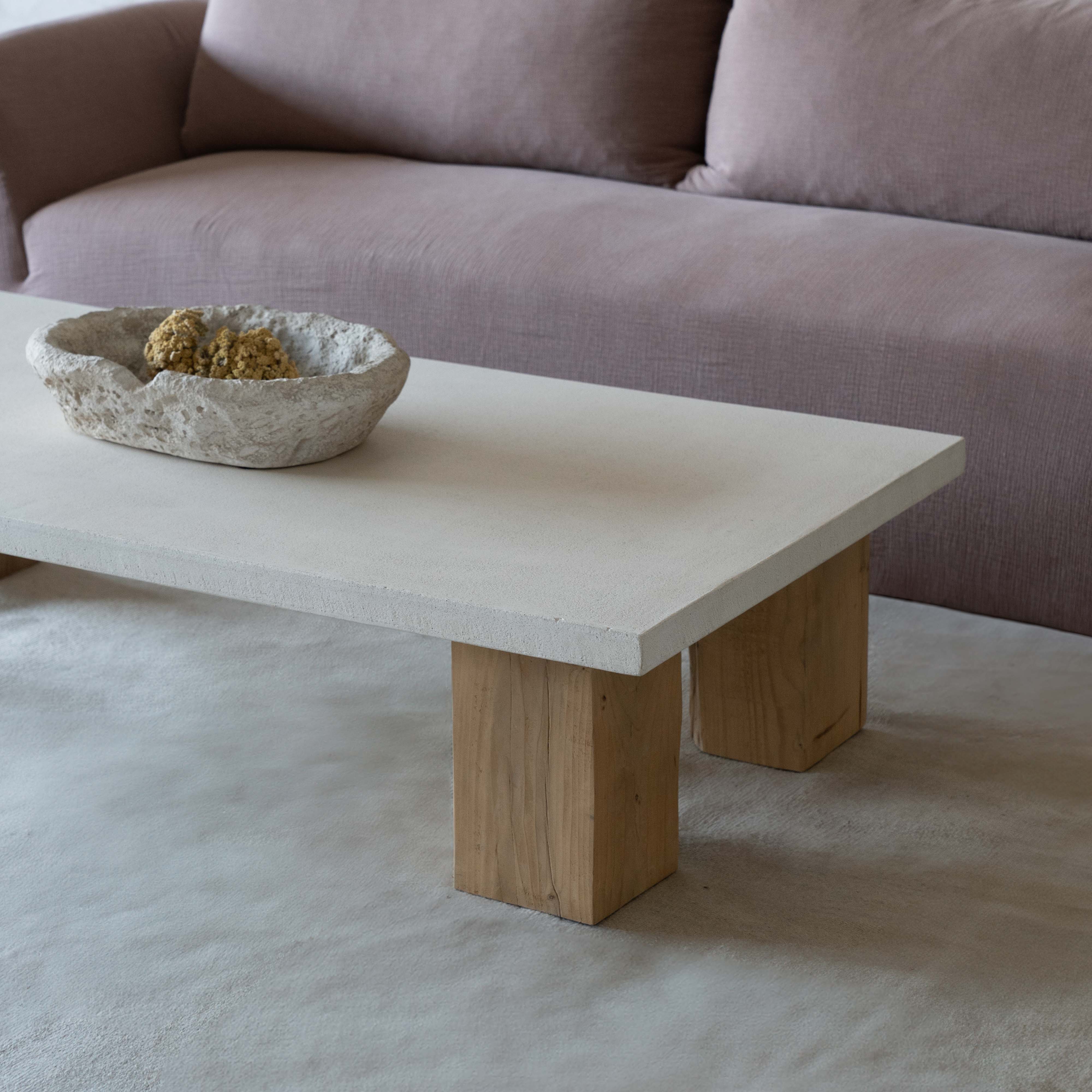 Nord Solid Wood Rectangle White Coffee Table - Coffee Tables - WS Living - UAE Modern Home Furniture Stores in Dubai