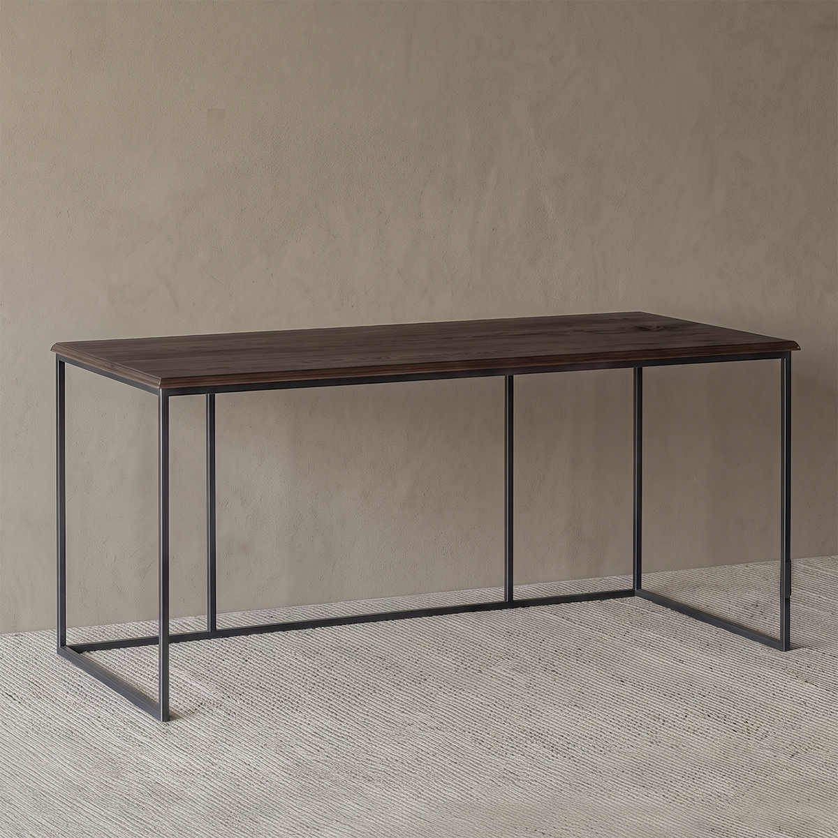 Nordic Industrial Pine Wood Desk | Study Table - DARK WALNUT