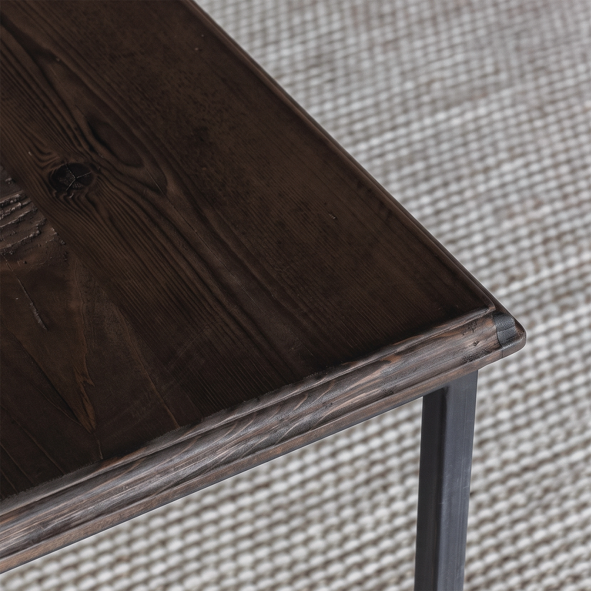 Nordic Industrial Pine Wood Desk | Study Table - DARK WALNUT