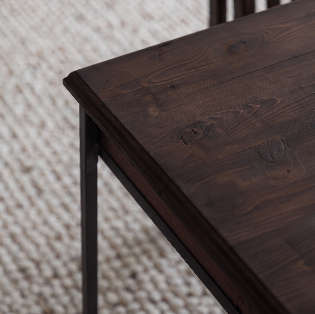 Nordic Industrial Desk | Study Table With Drawers - WALNUT