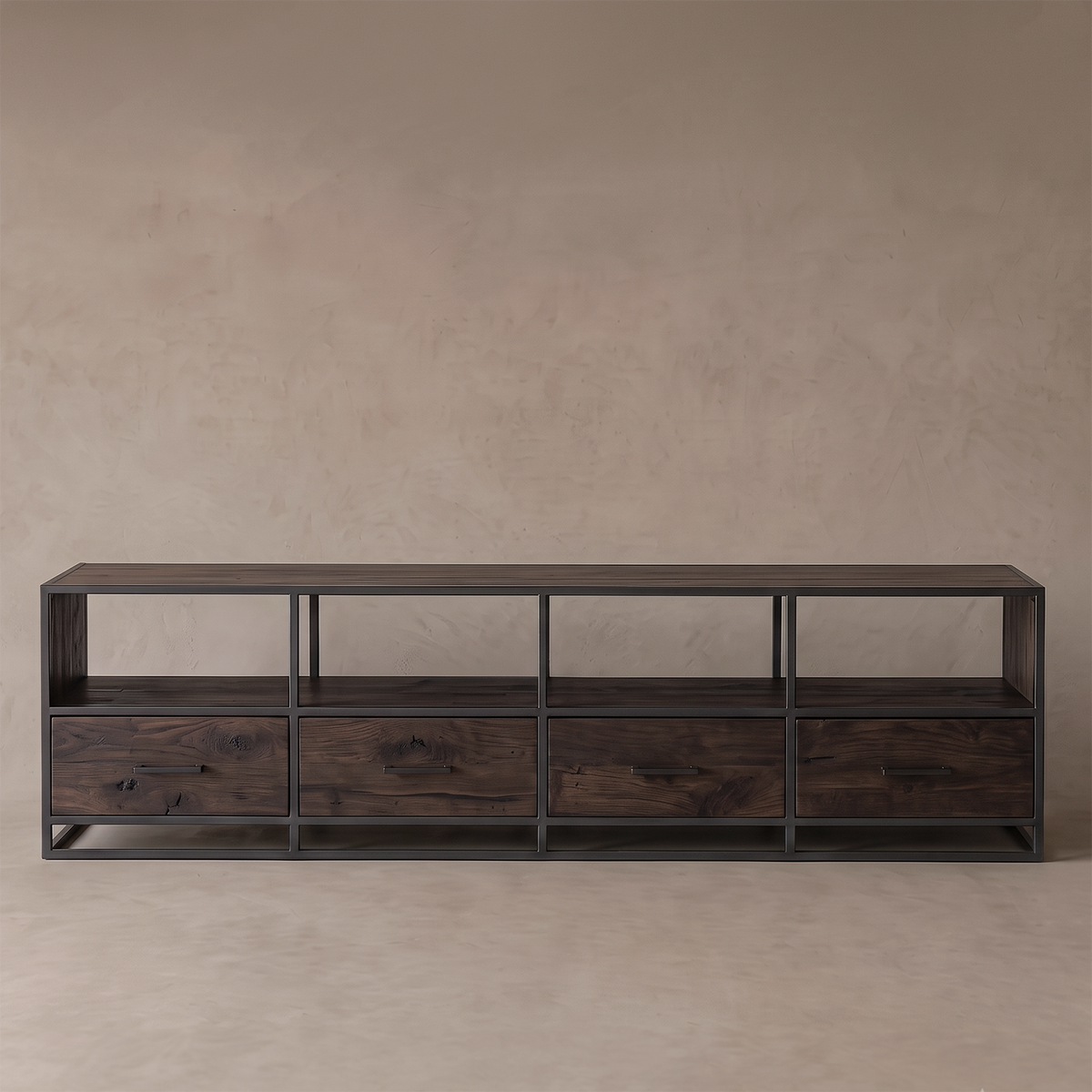 Nordic Industrial  TV Unit - DARK WALNUT