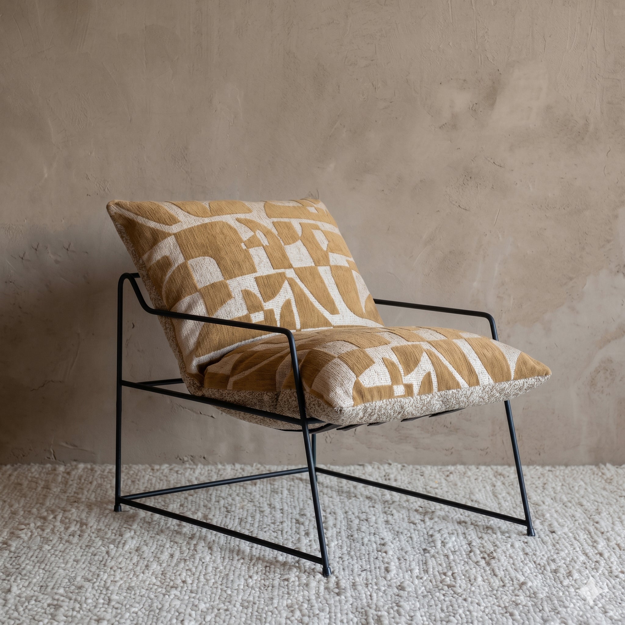 Novato Comfortable Relax Lounge Chair - Abstract Mustard