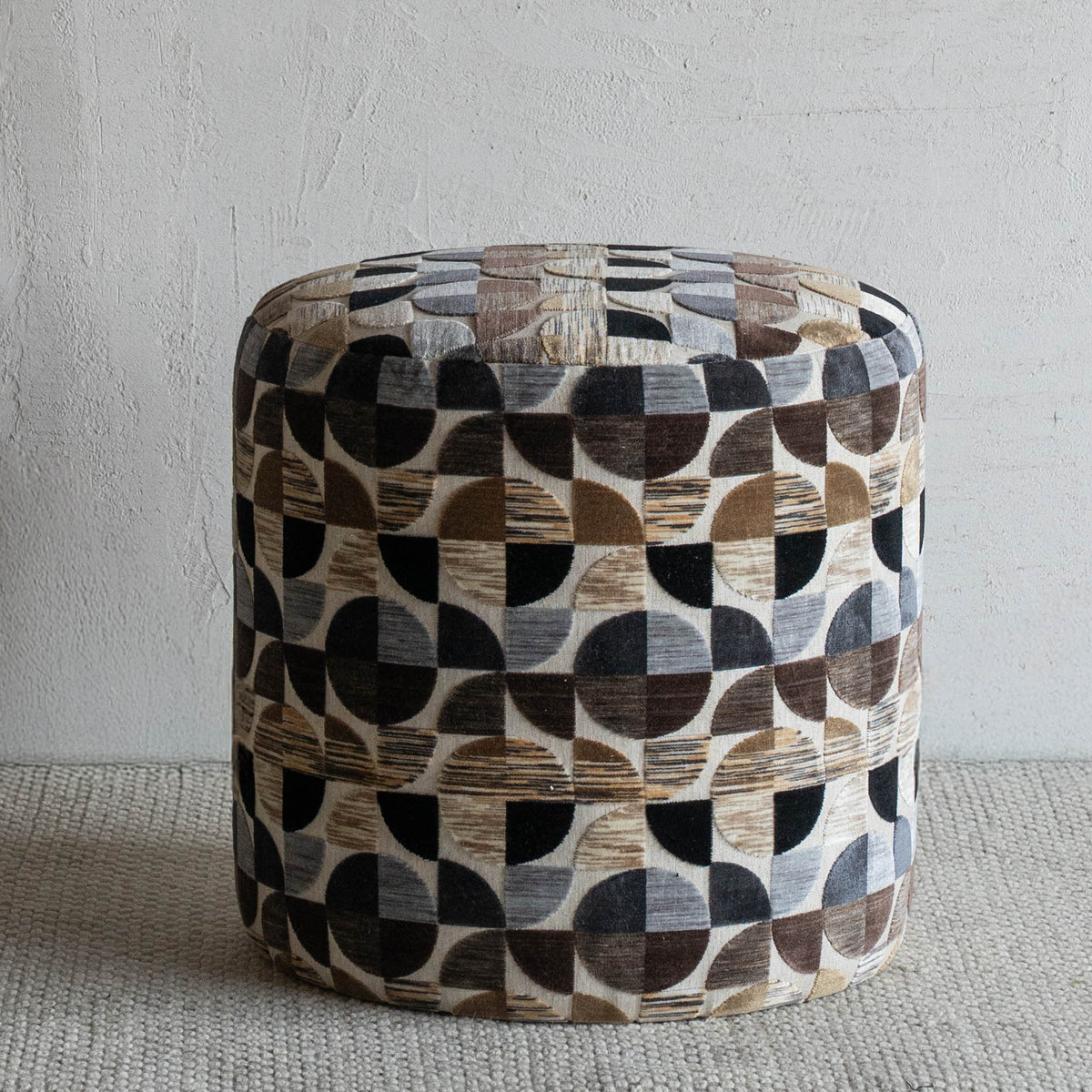 Numa Round Pouf - Multi Grey - Pouf - WS Living Furniture  Furniture Store in Dubai