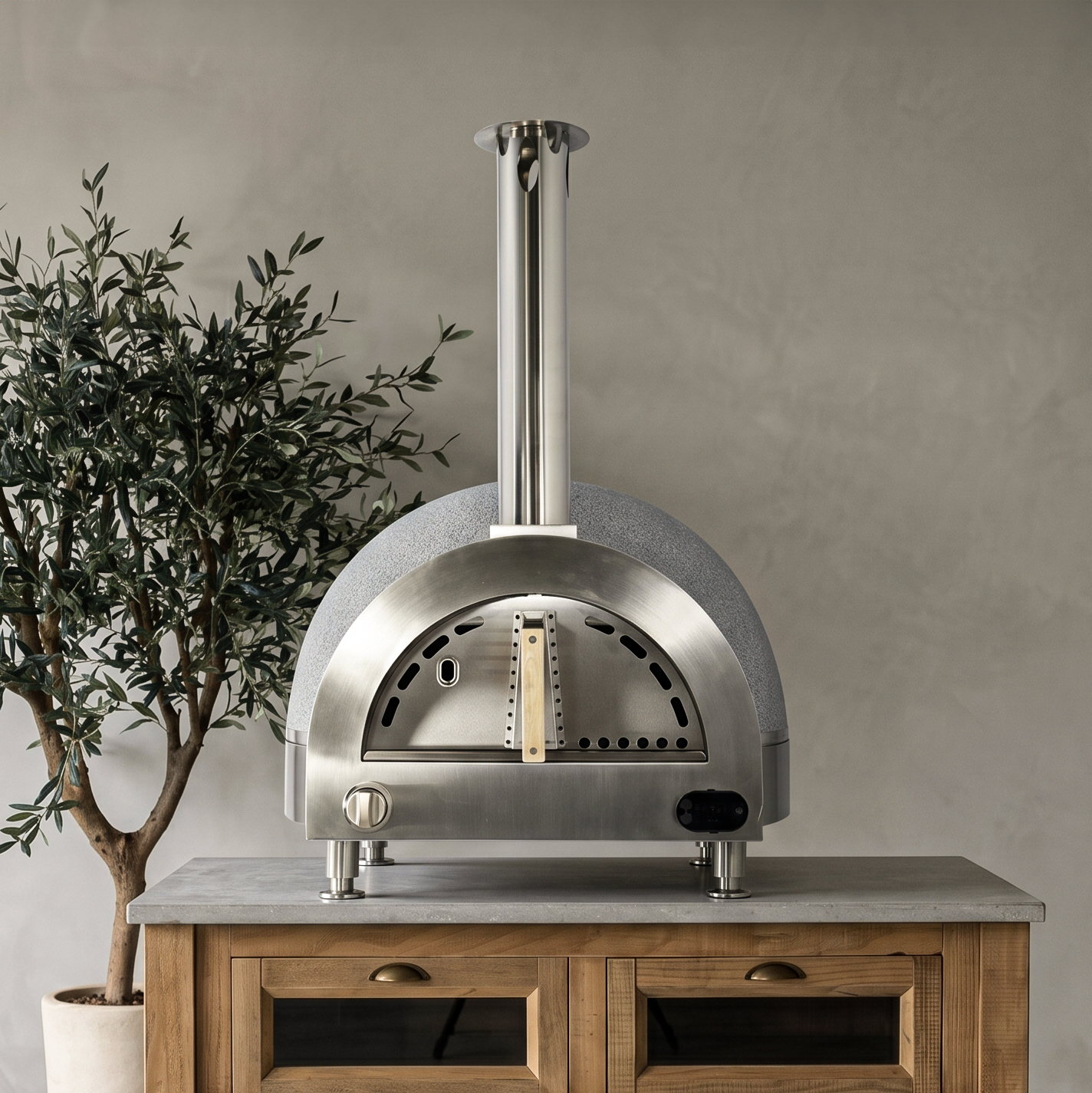 Forno Gas Clay Pizza Oven Dome Oven With Electronic Thermometer
