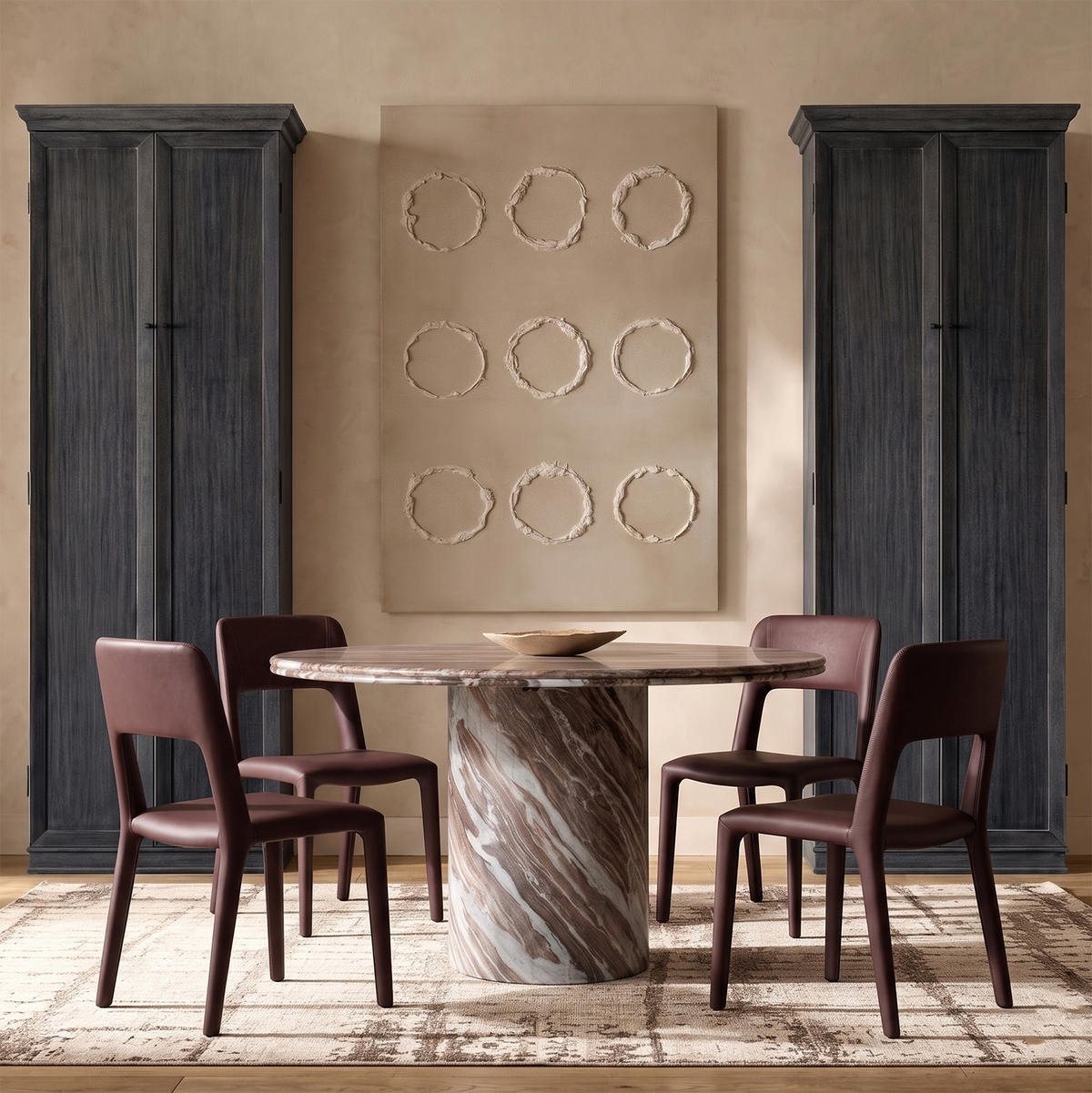 Majestic Brown Marble Round Dining Table