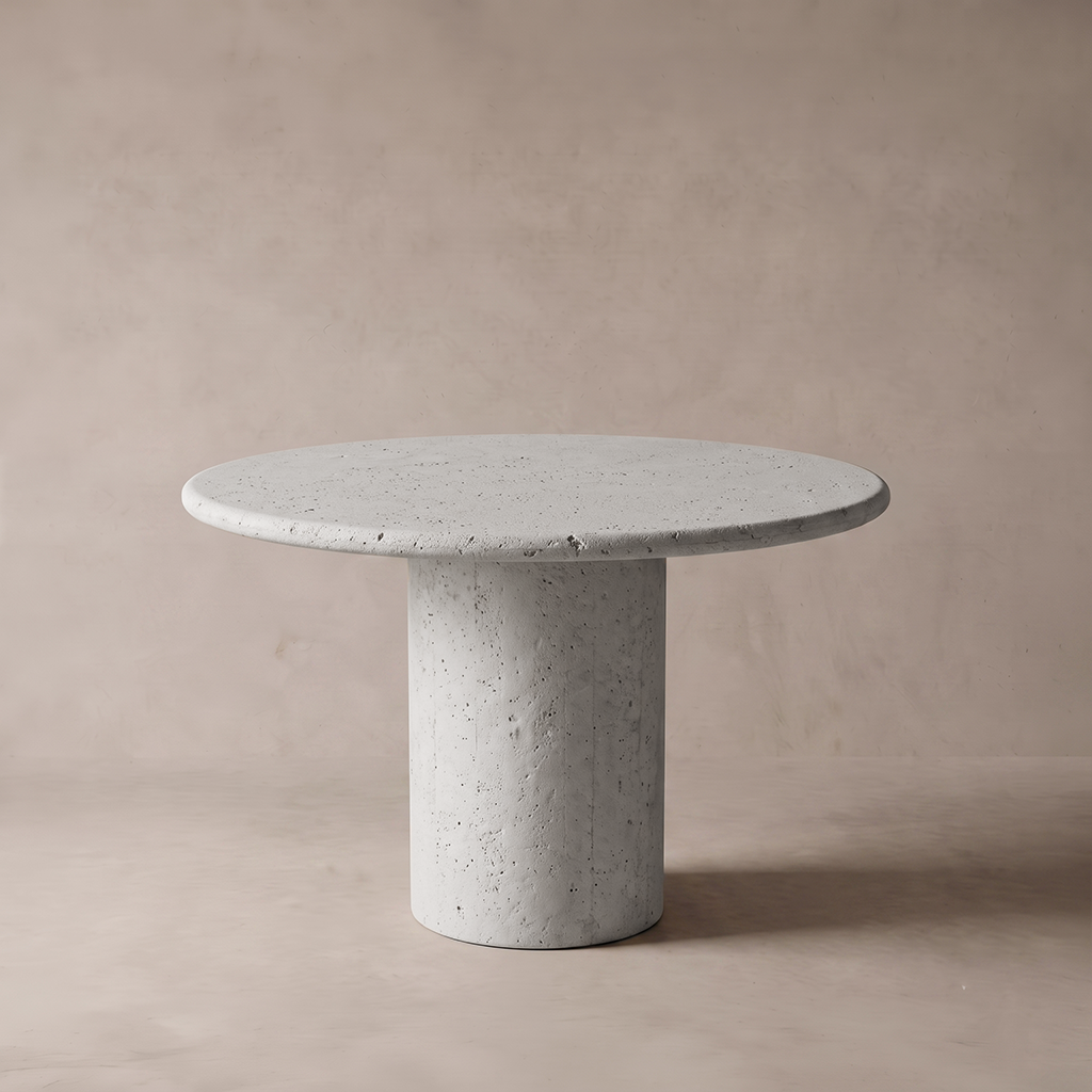 Palm Round Limestone Marble Dining Table