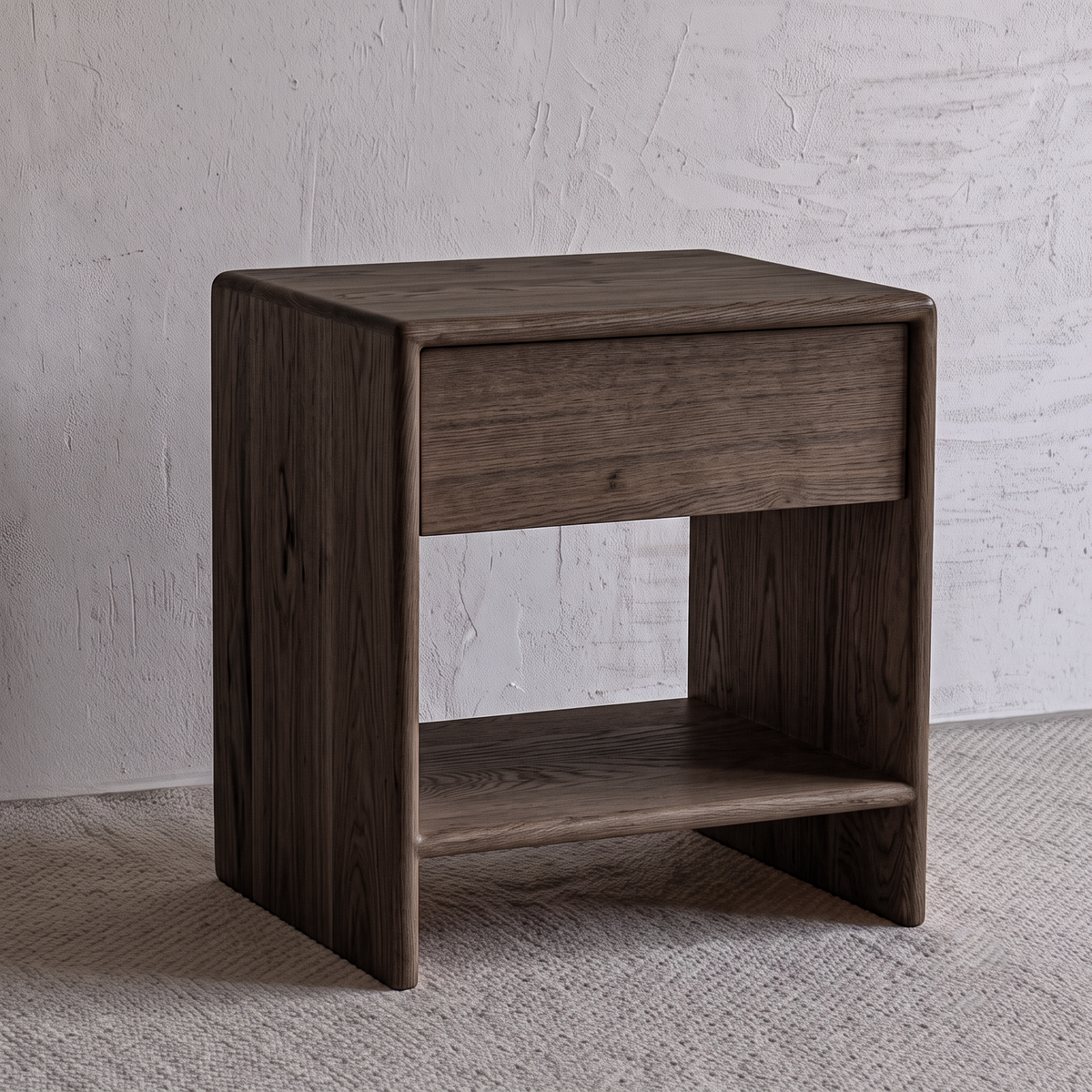 Palm Bedside Wooden Table with Drawer - Light Brown