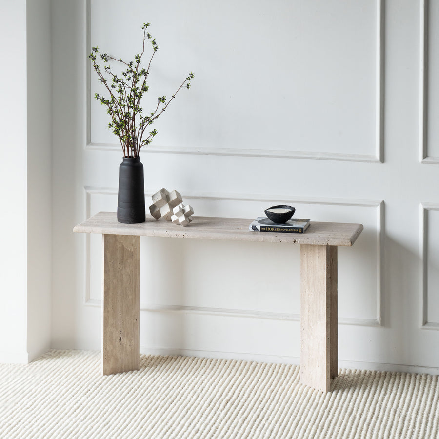 Palm Rectangle Travertine Marble Console Table Dubai