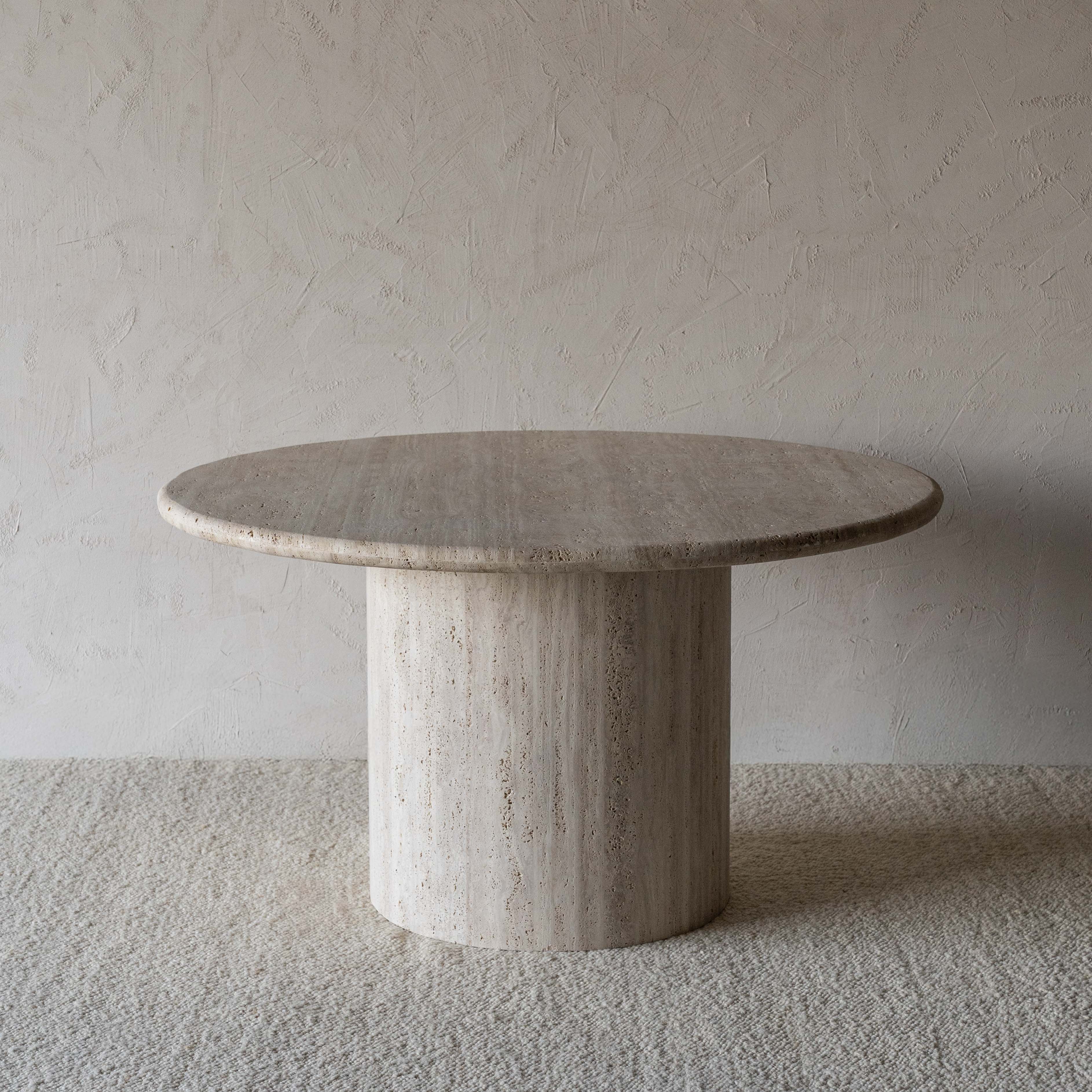 Palm Round Travertine Marble Dining Table