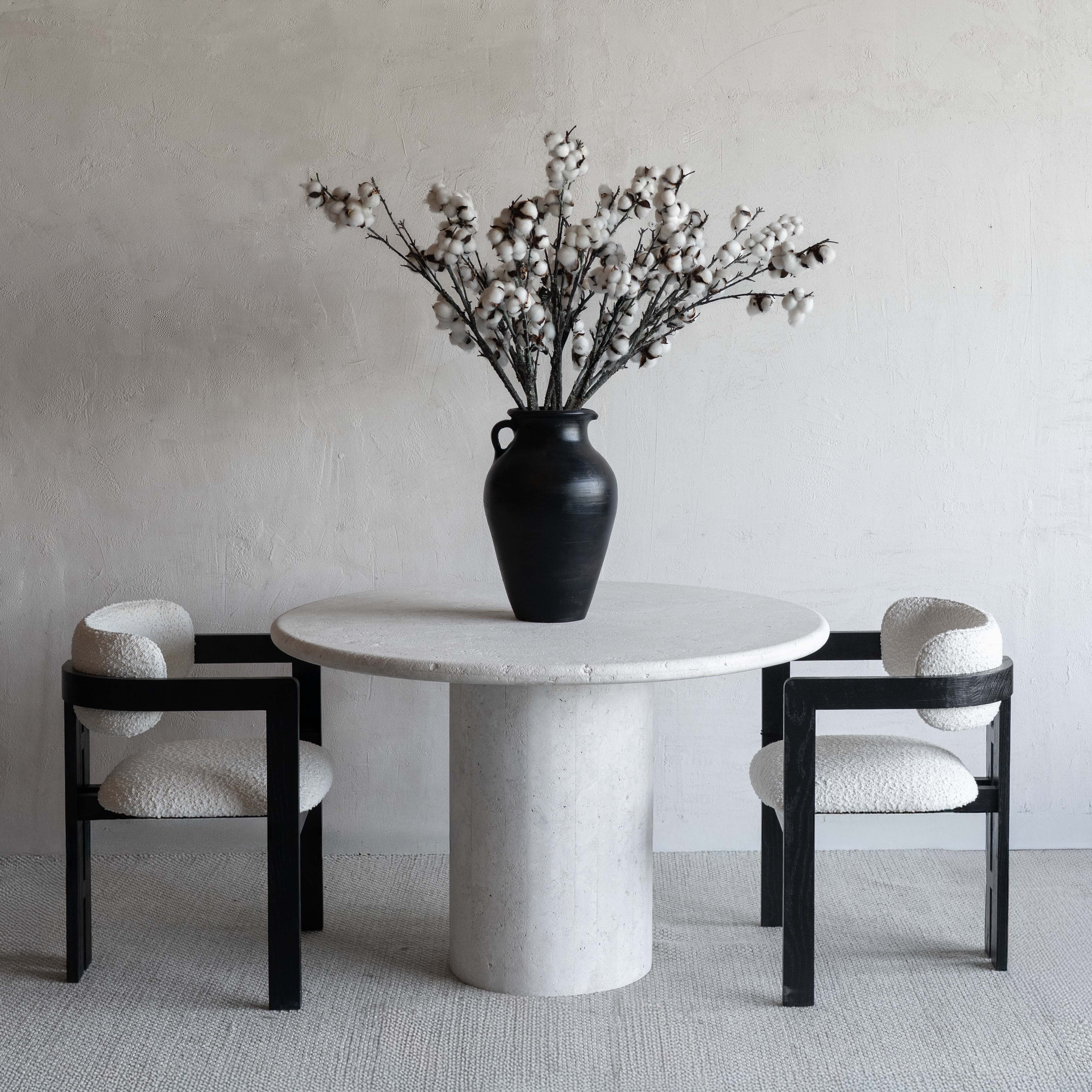 Palm Round Limestone Marble Dining Table